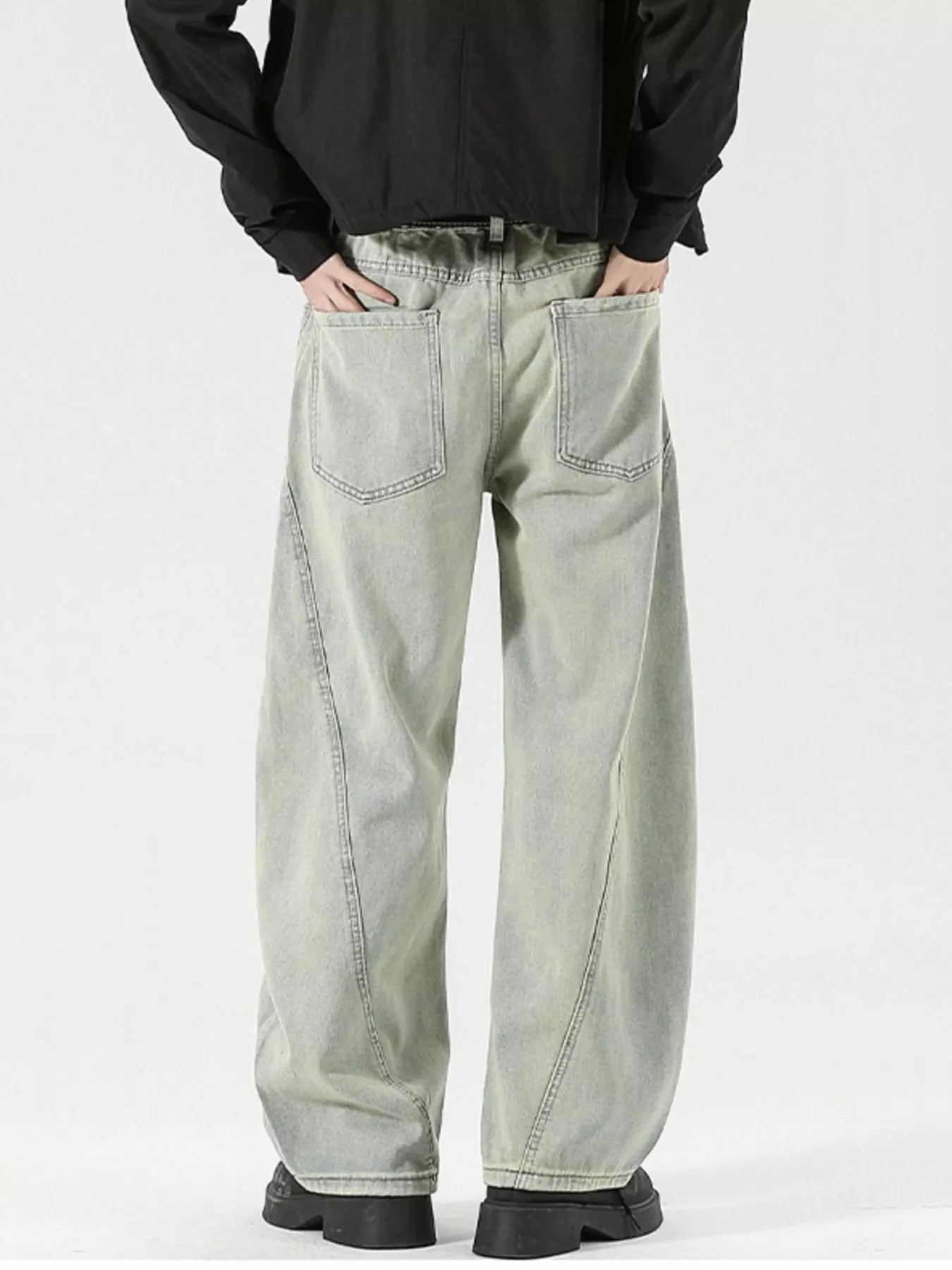 Men's Full Size Vintage Wash Wide Leg Jeans Plus Size