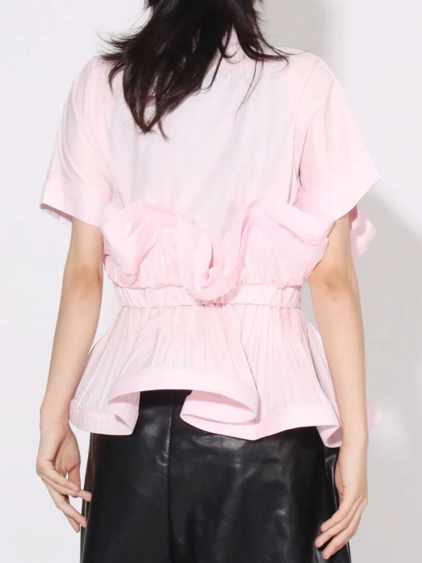 Ruffle Peplum Button-Down Shirt