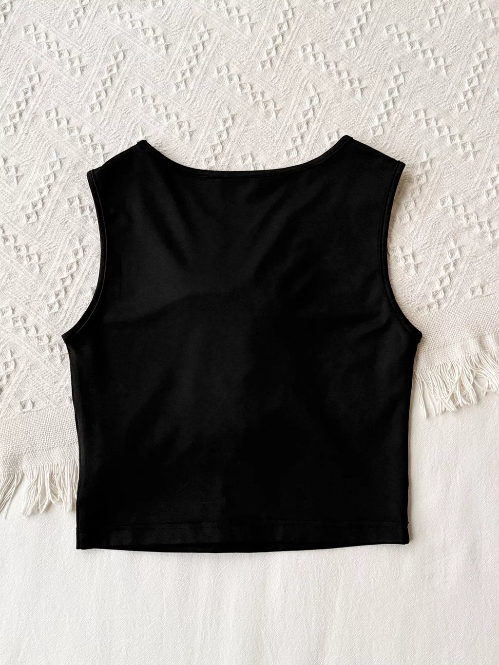 Floral Applique Round Neck Tank Top
