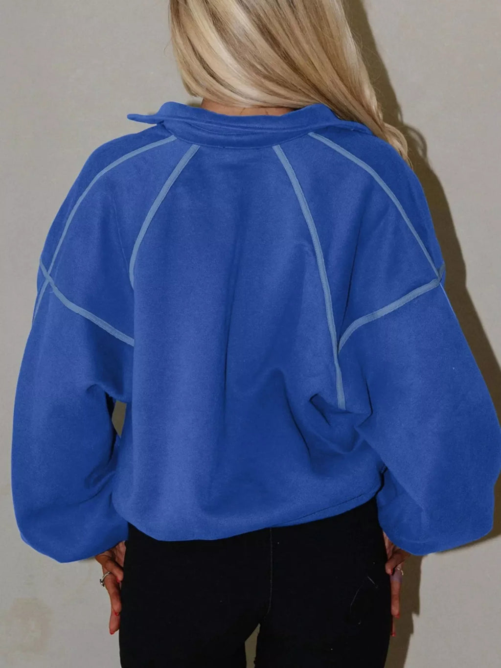 Half Snap Dropped Shoulder Sweatshirt