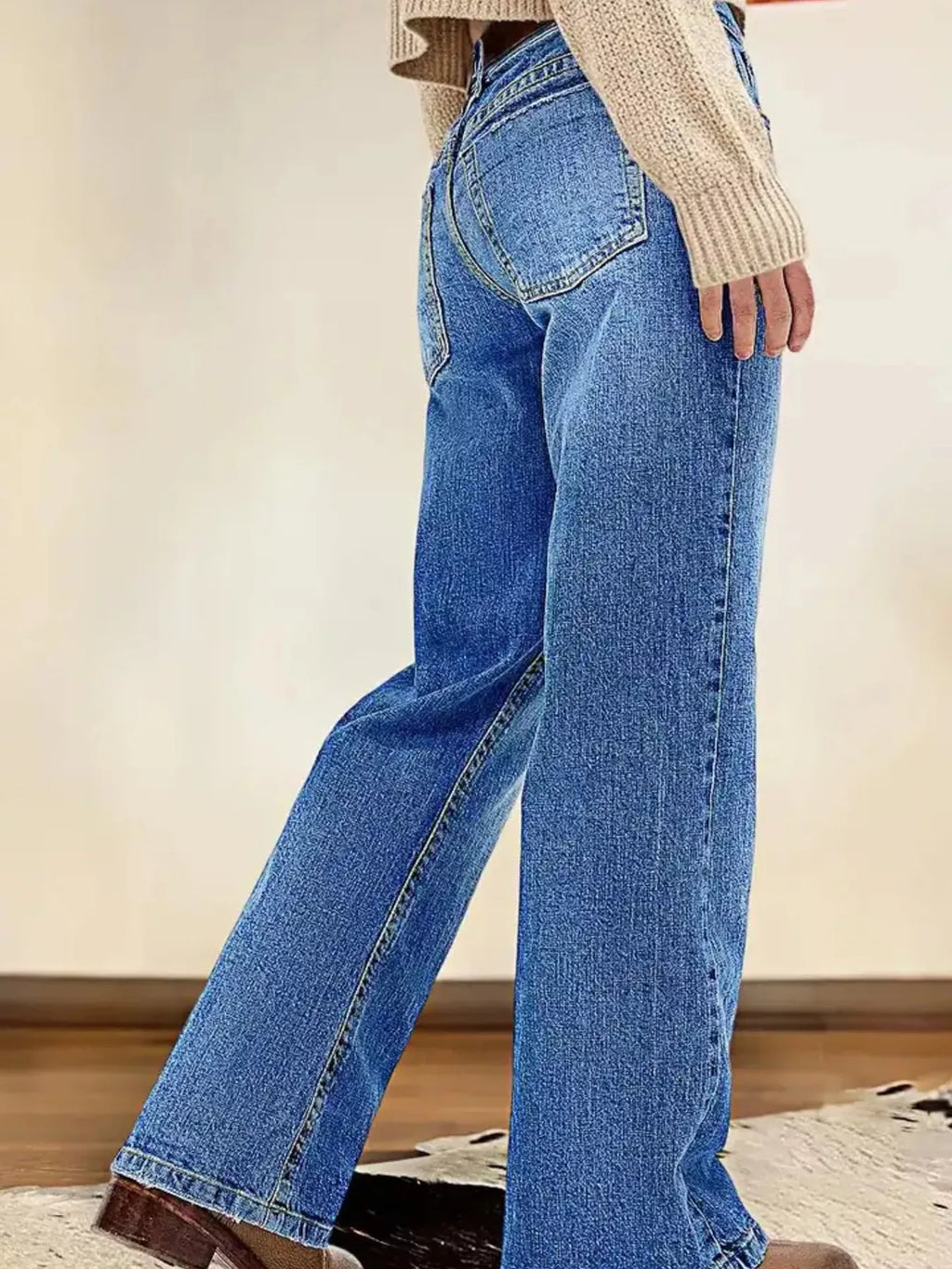 Vintage Wash Straight Leg Jeans