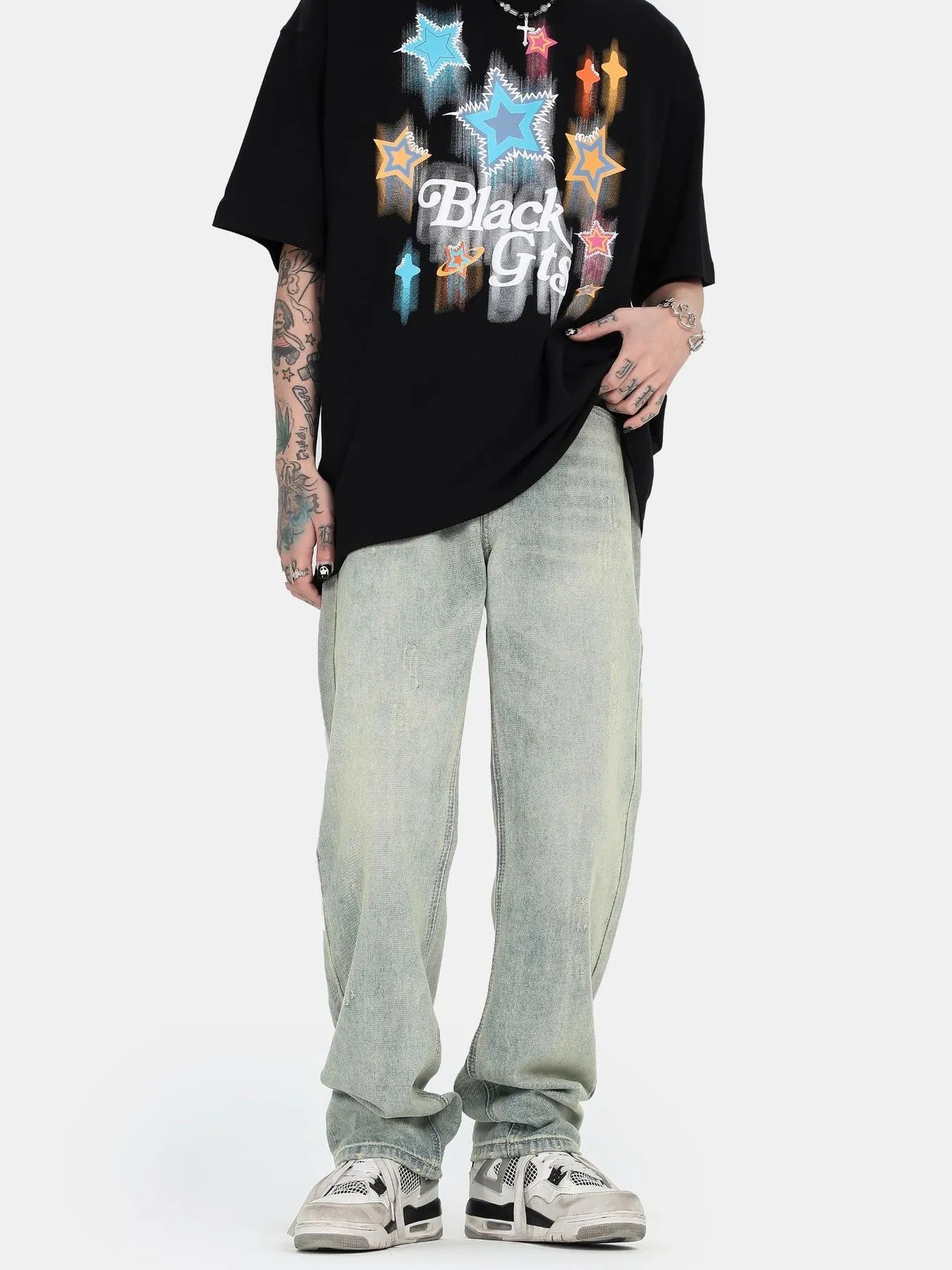 Men's Washed Straight Leg Jeans