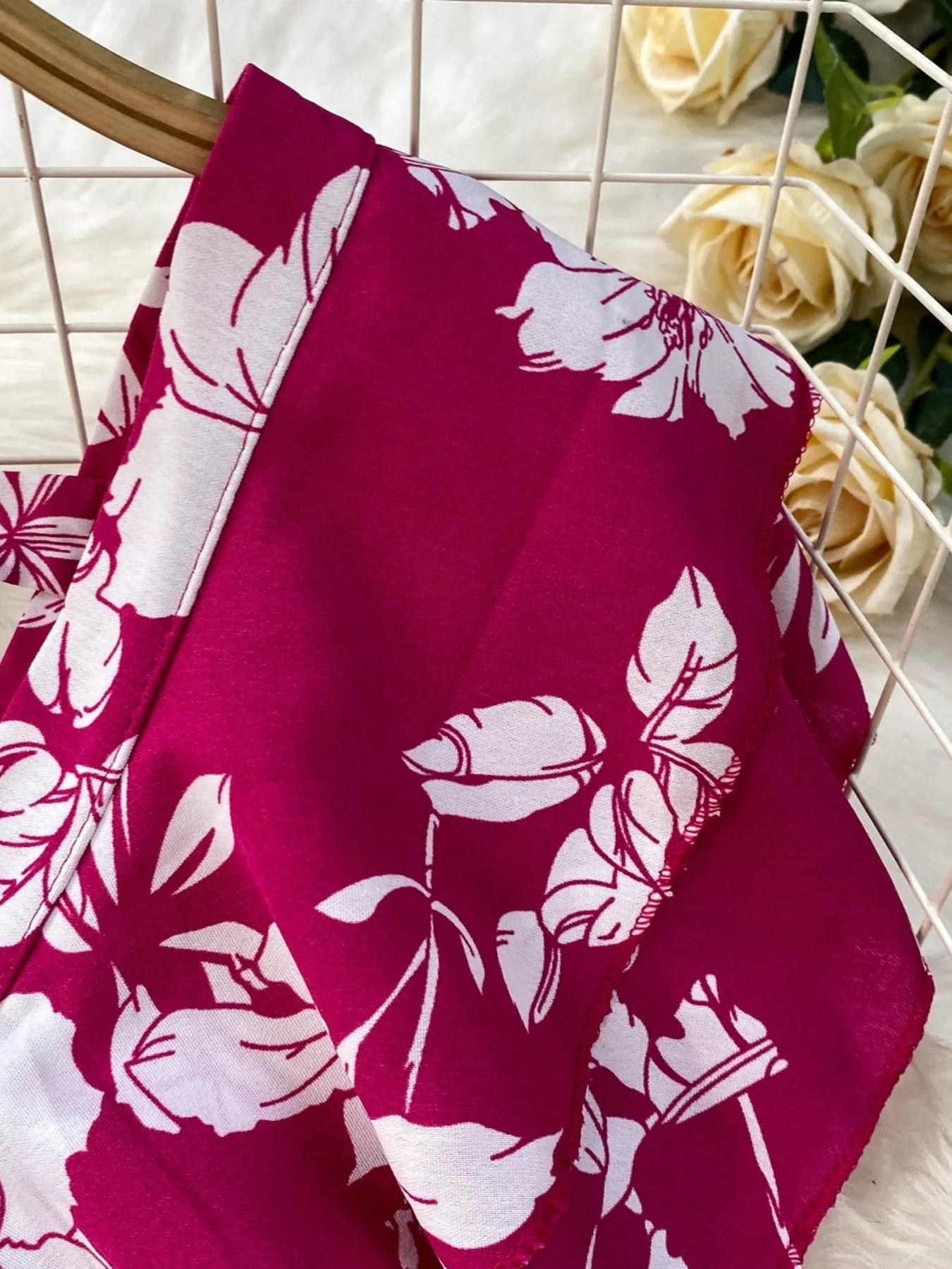 Floral Print Wide Leg Pleated Jumpsuit