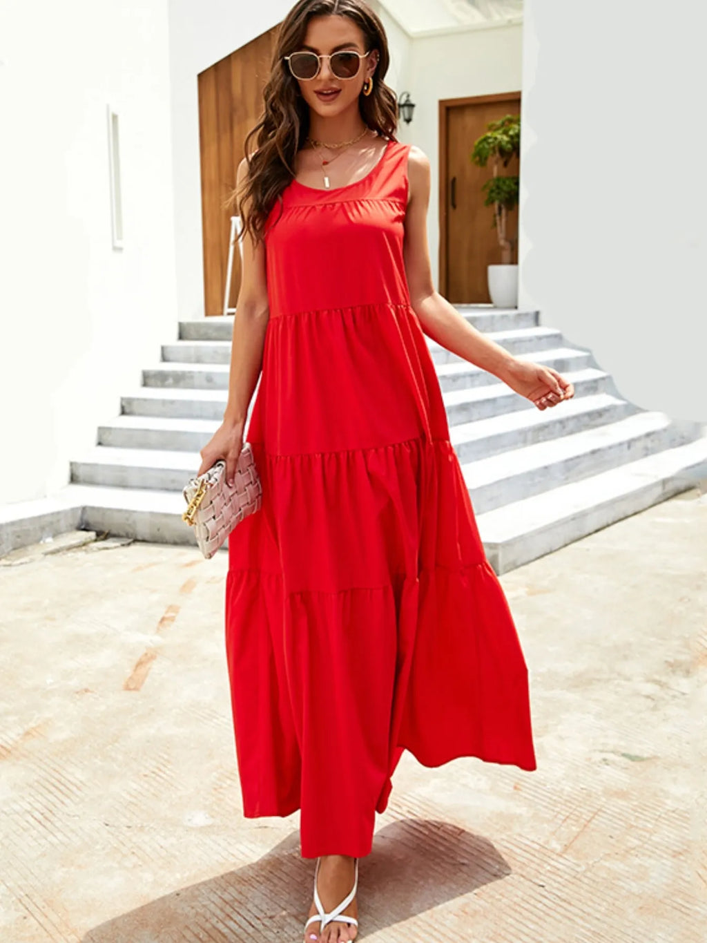 Sleeveless Tiered Maxi Tank Dress