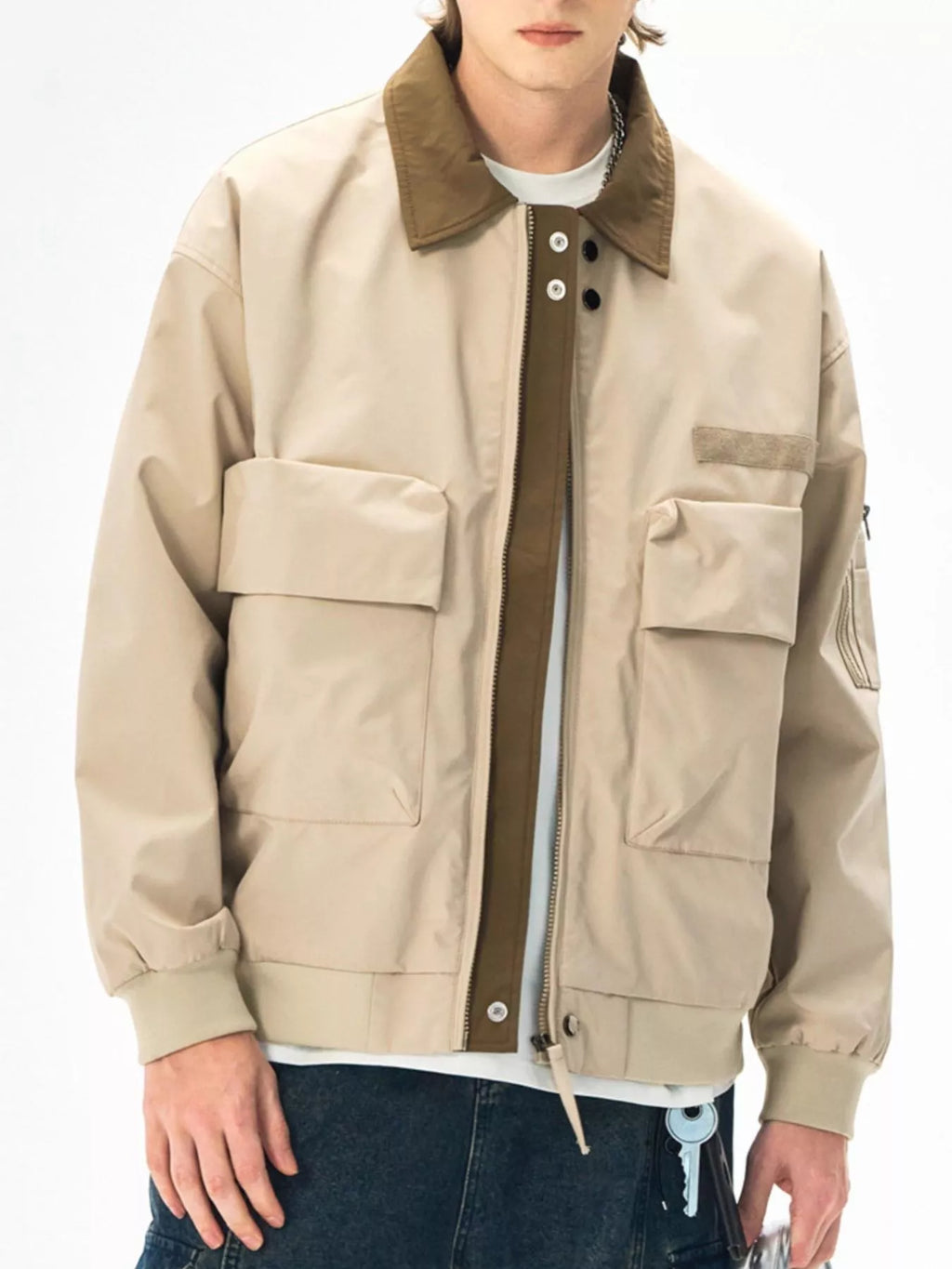 Men's Plus Size Zip Up Casual Bomber Jacket