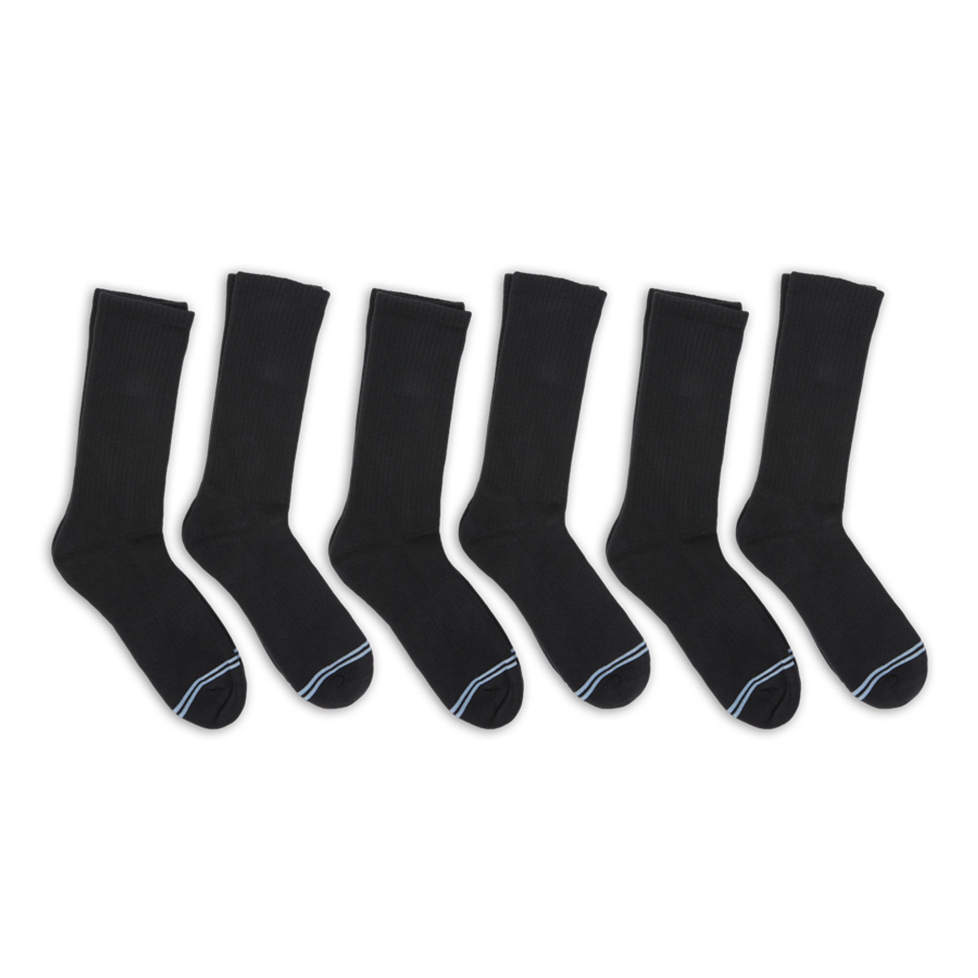 Black Casual Crew Socks 6-Pack
