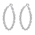 Braided Hoop Earrings In 18KT White Gold