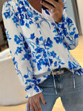 Floral Long Sleeve Tie Neck Blouse