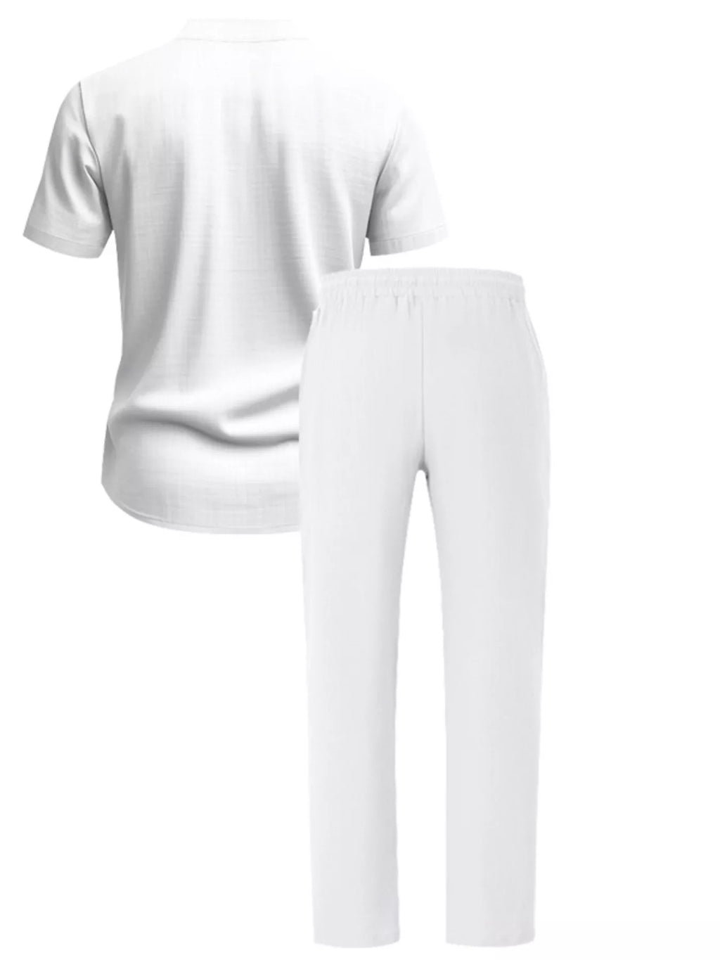 Men's Full Size Casual Button Up Short Sleeve Shirt and Pants Set Plus Size