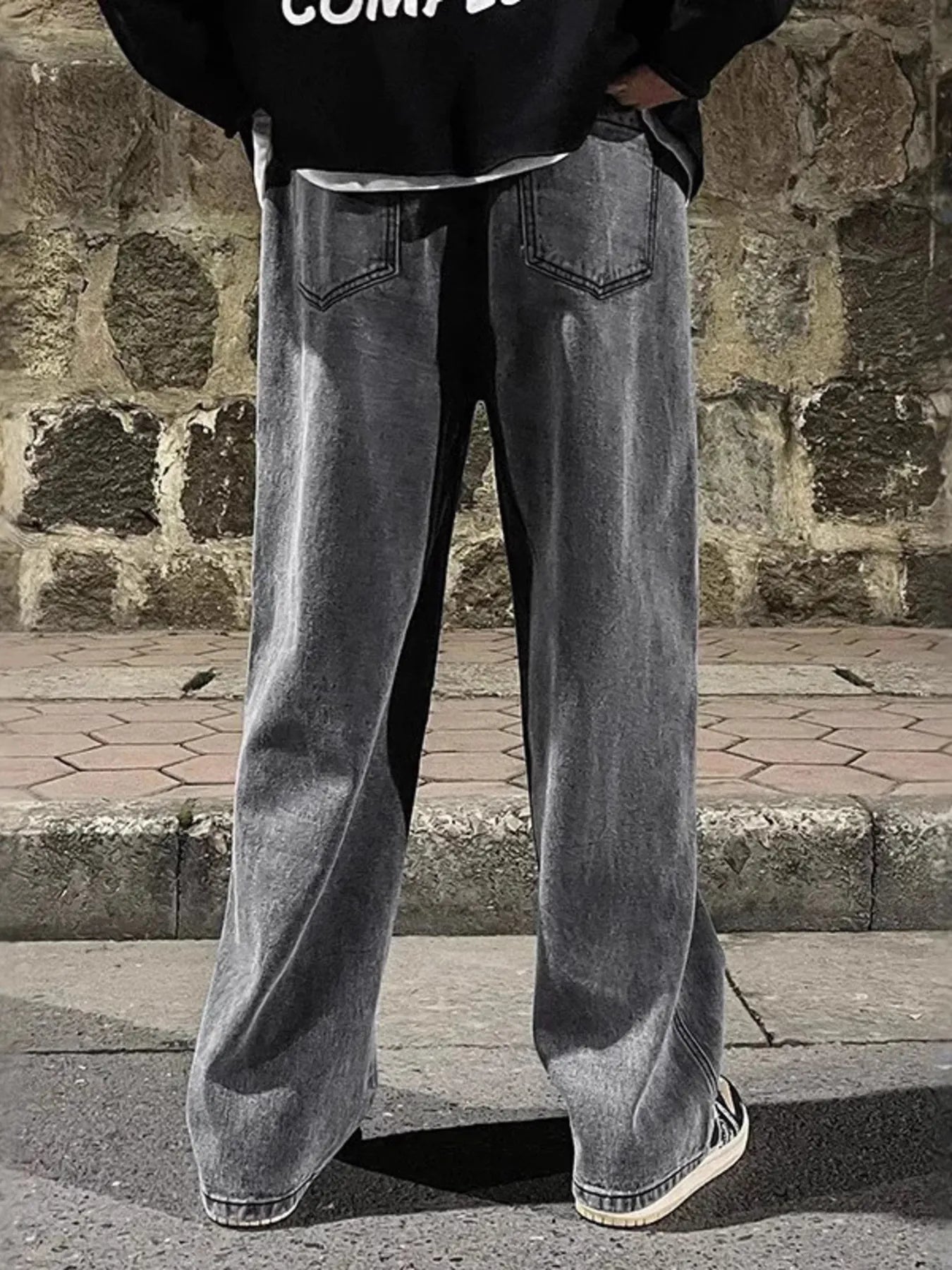 Men's Full Size Drawstring Wide Leg Jeans Plus Size