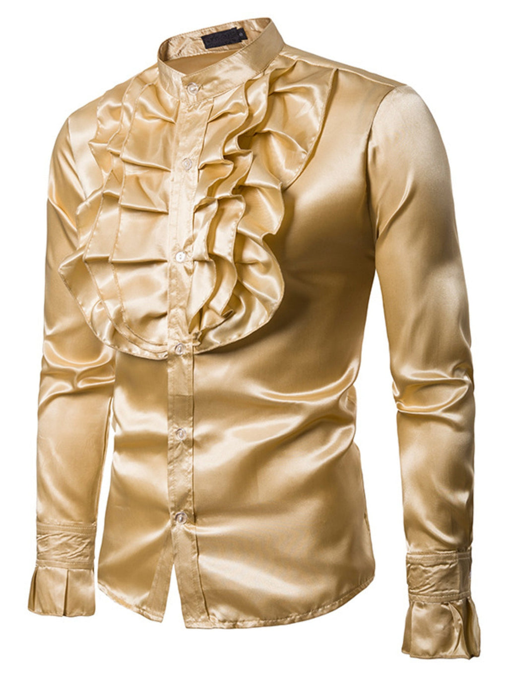 Men's Ruffle Front Long Sleeve Shirt