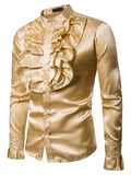Men's Ruffle Front Long Sleeve Shirt