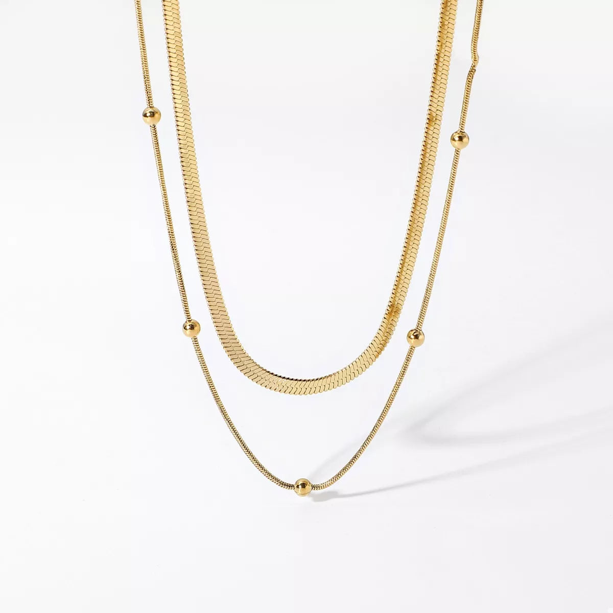 2 Piece 18K Gold-Plated Chain Necklace