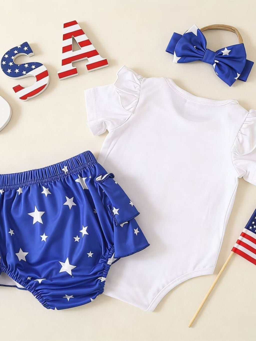Children's Patriotic Print Three-Piece Set