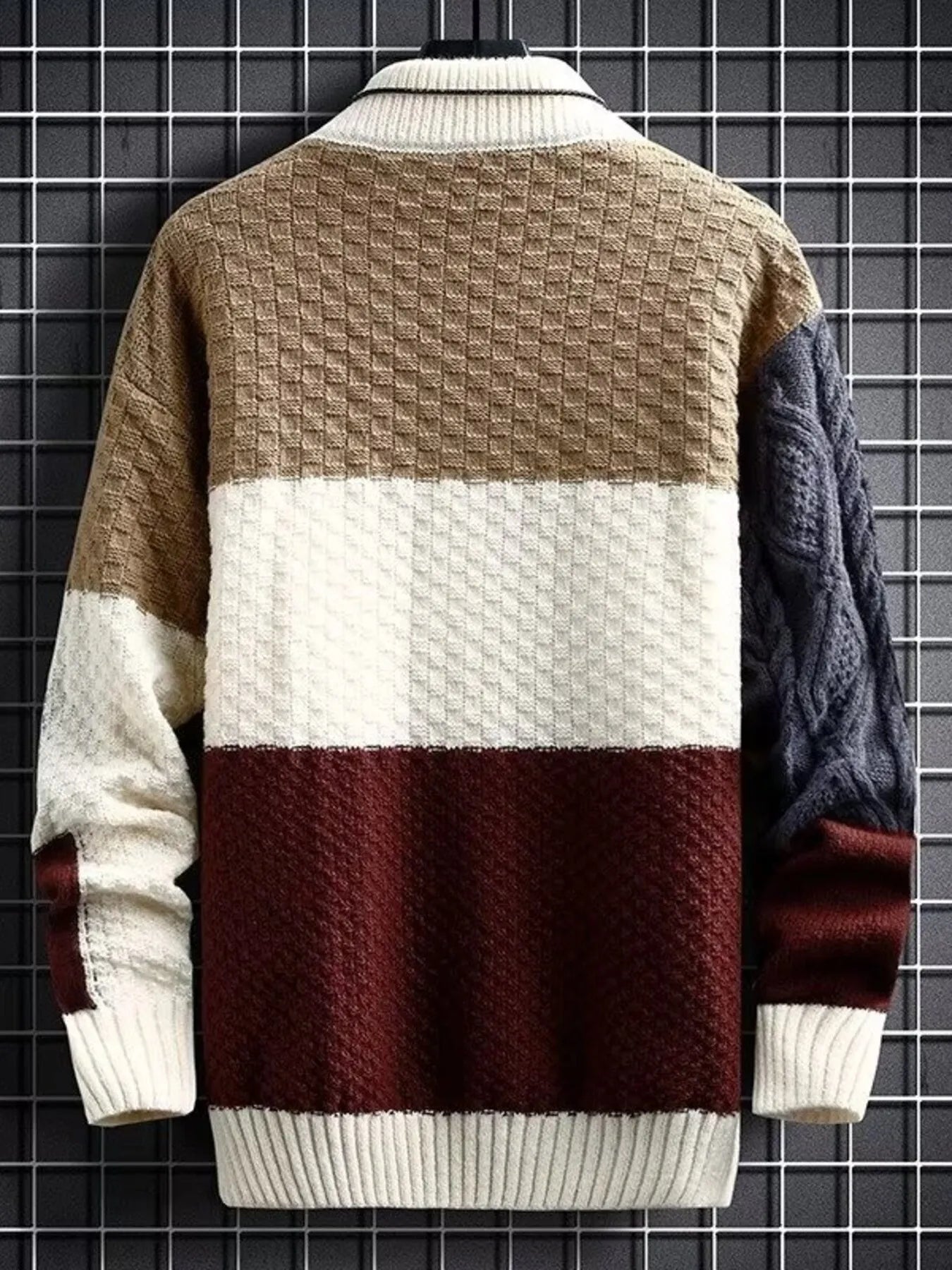 Men's Plus Size Color Block Knitted Pullover