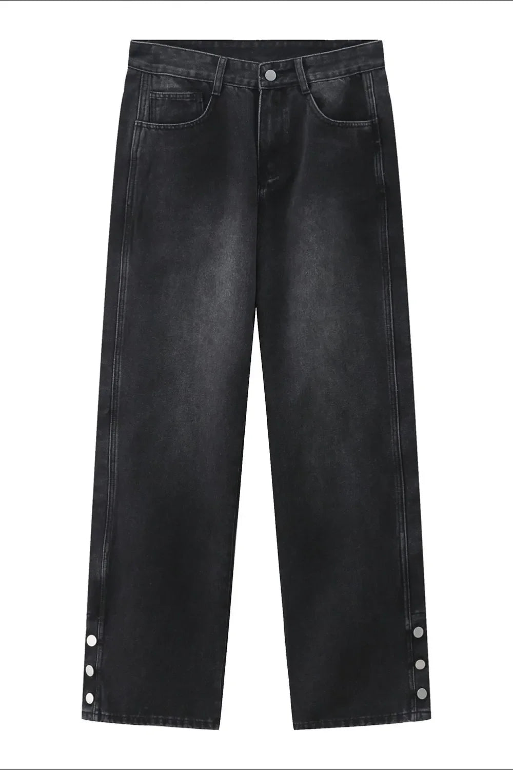 Side Slit Baggy Jeans with Pockets