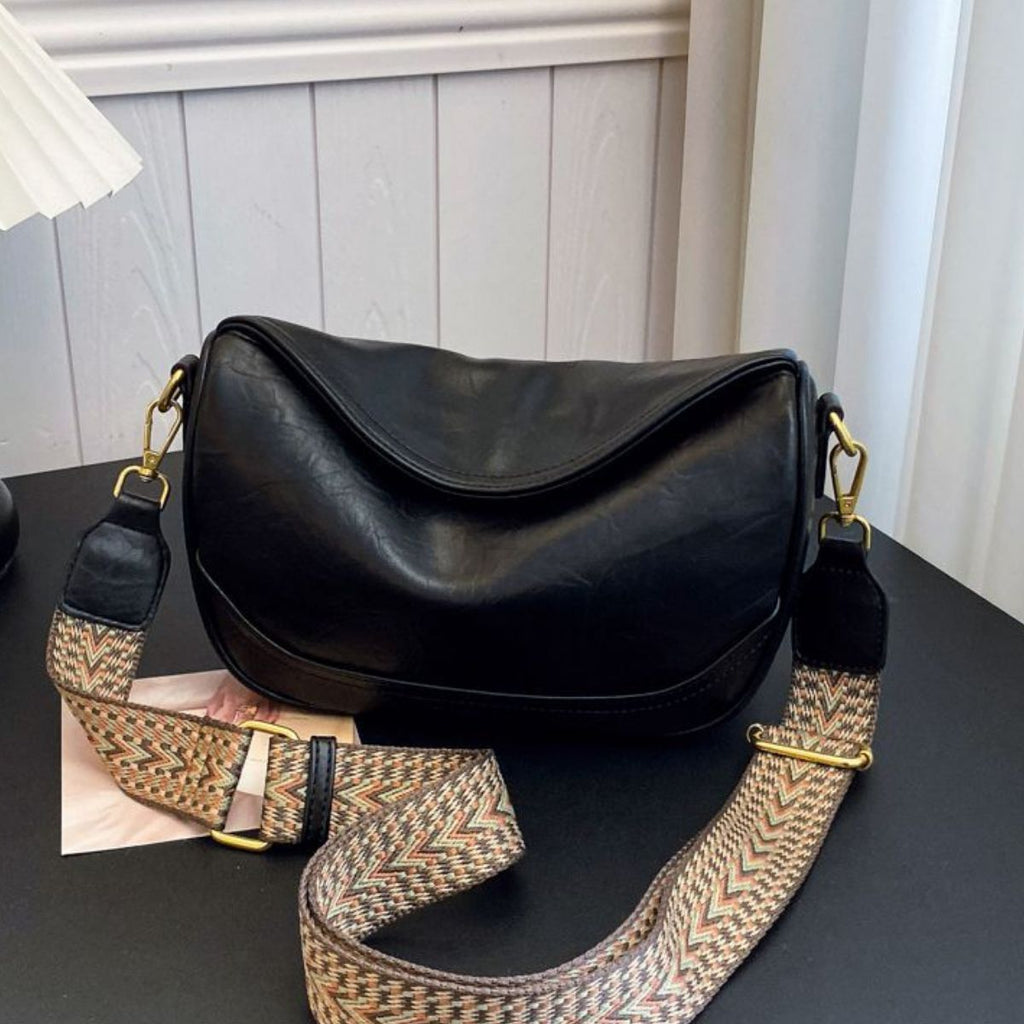 Vintage Style Wide Strap Crossbody Bag
