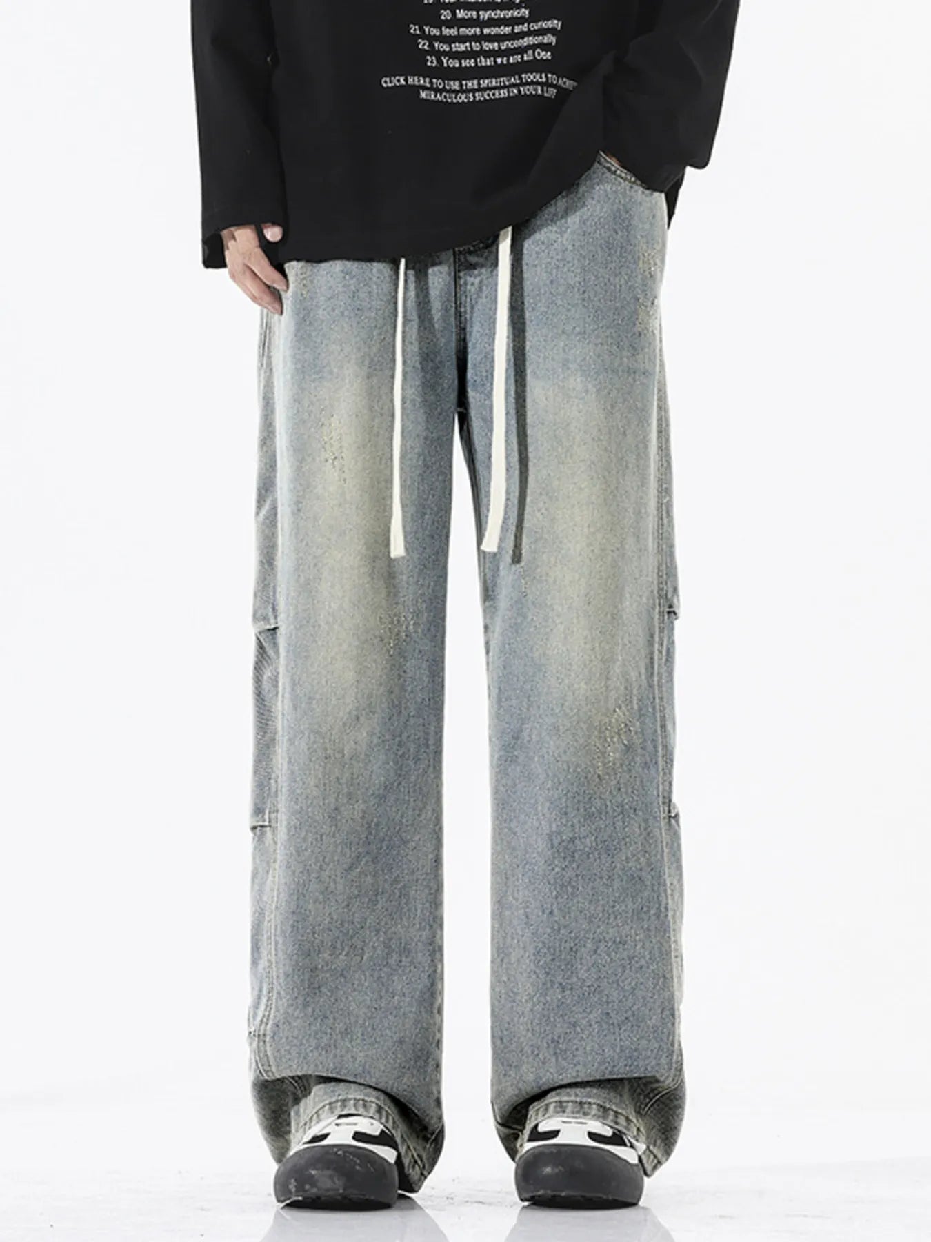 Men's Full Size Vintage Wash Wide Leg Jeans Plus Size
