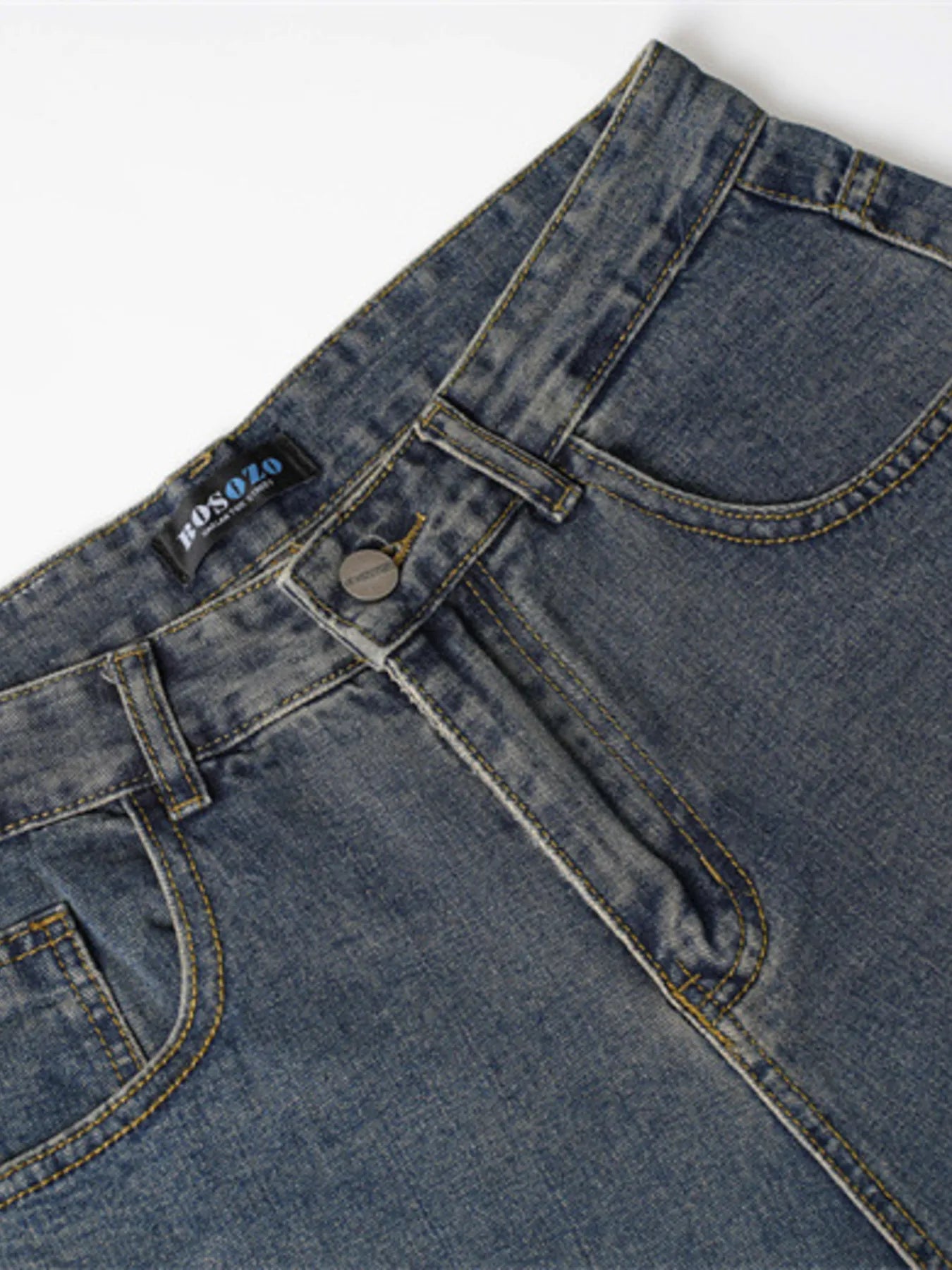 Men's Frayed Hem Wide Leg Jeans