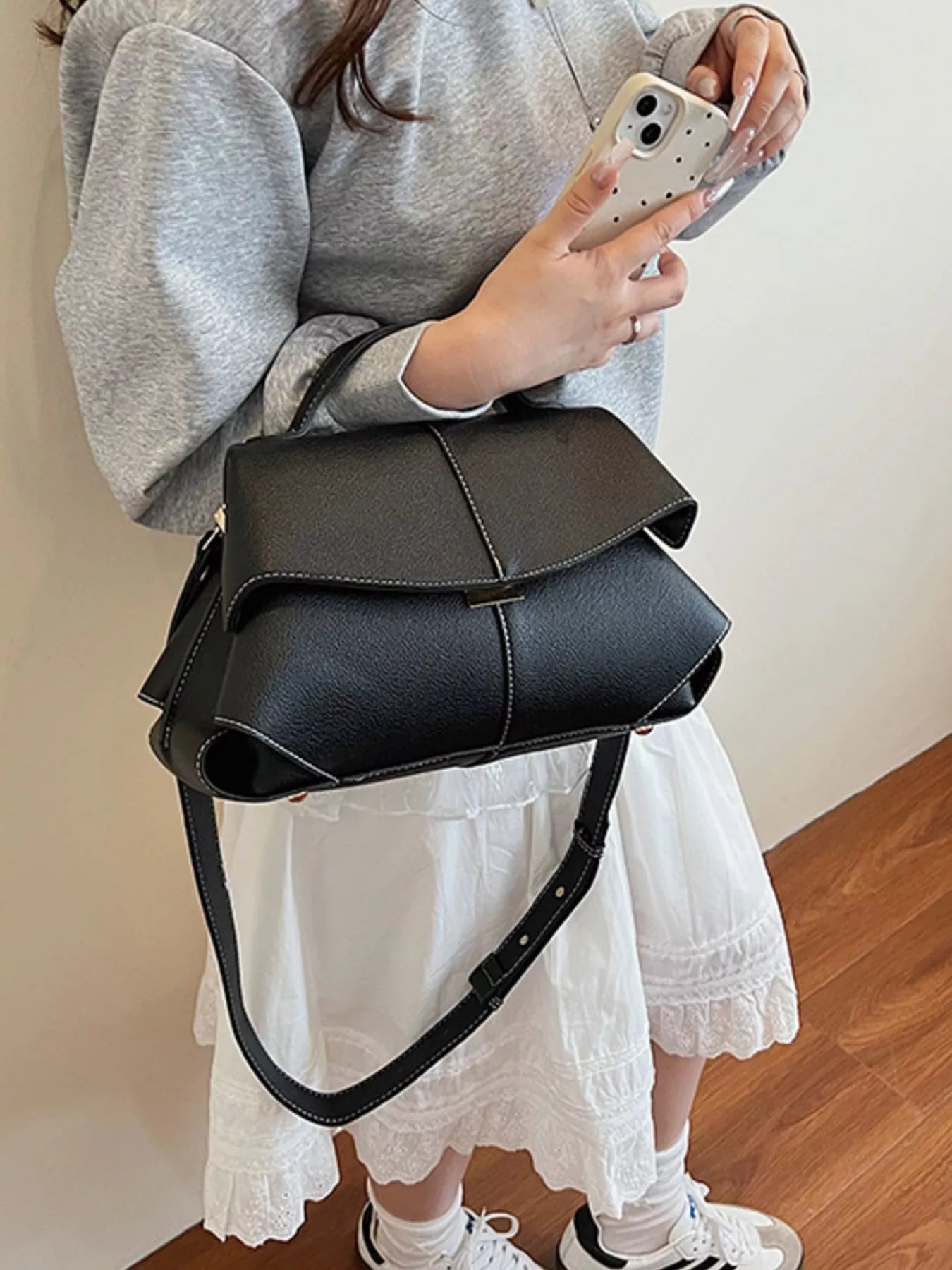 Geometric Flap Shoulder Bag