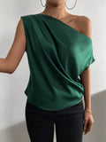 Asymmetrica One-Shoulder Draped Blouse