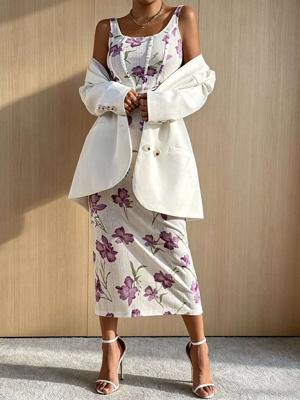 Floral Print Top & Bodycon Skirt Set