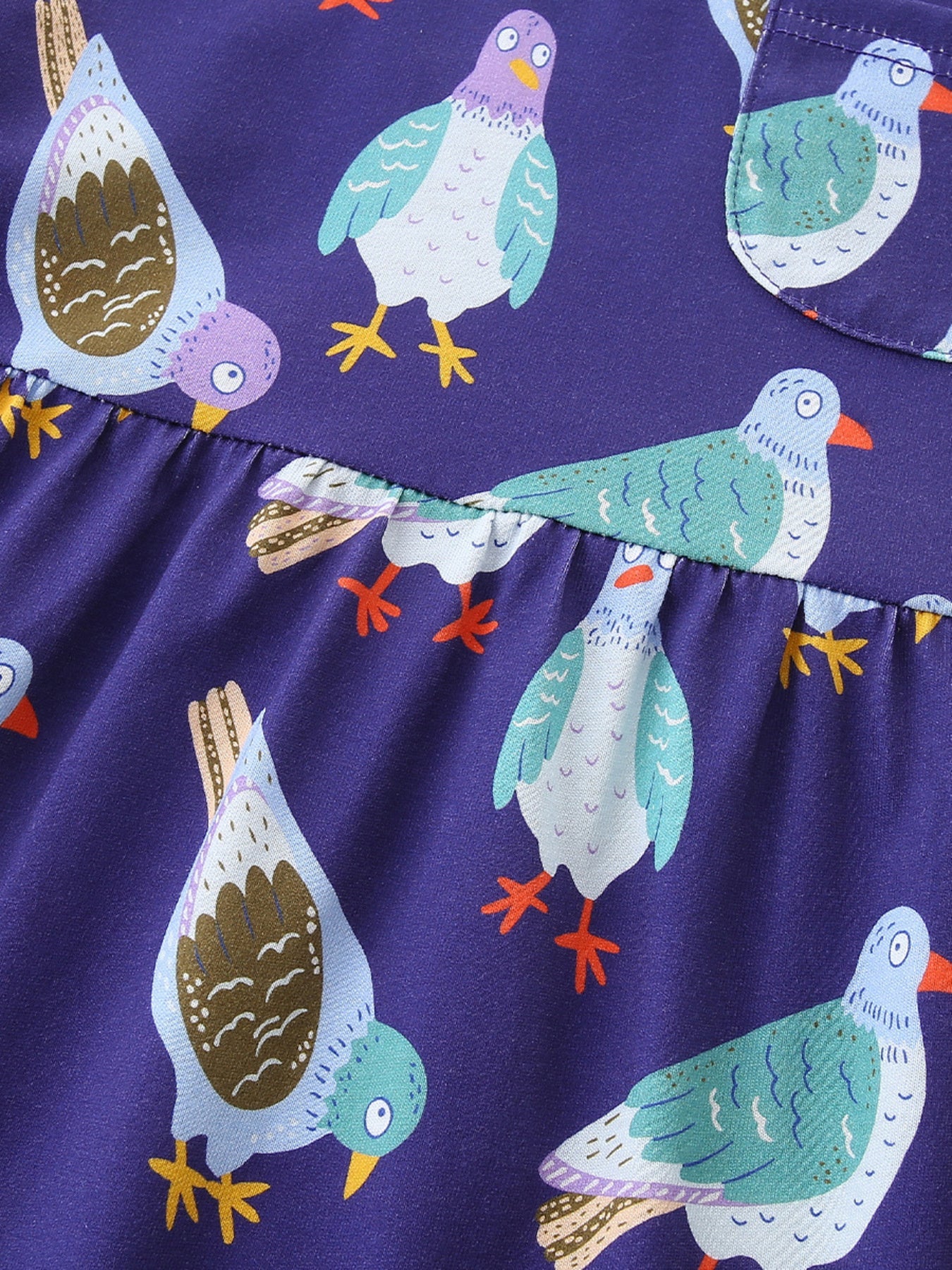 Children's Pigeon Print Casual Dress