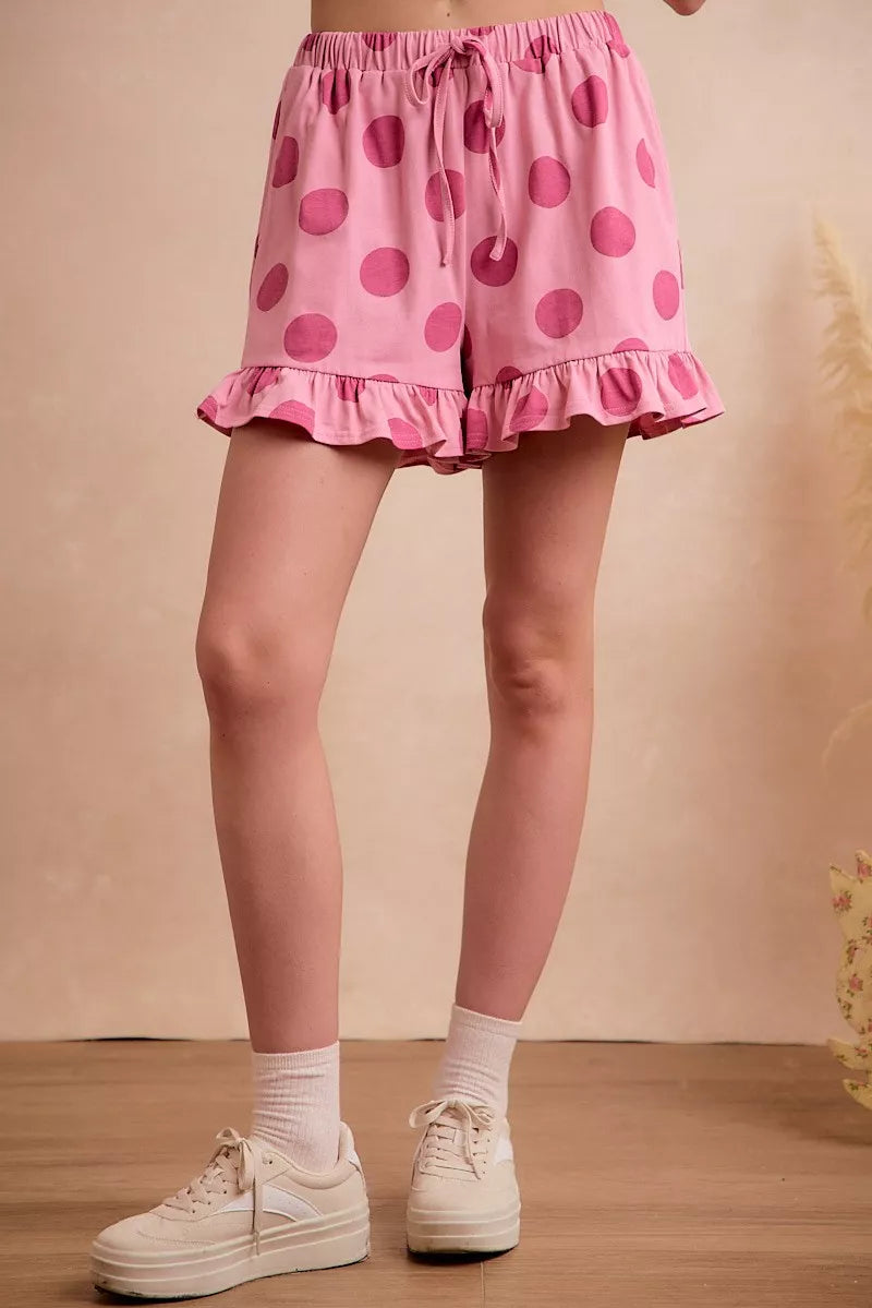 BiBi Polka Dots Printed Ruffled Detail Top And Shorts Set