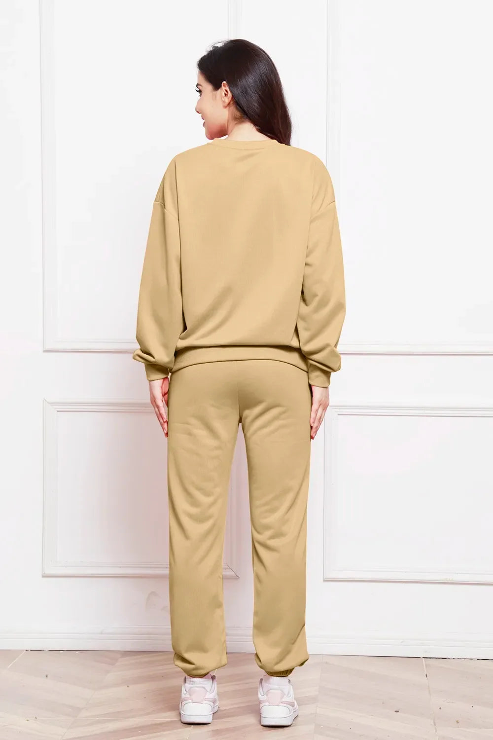 Round Neck Long Sleeve Sweatshirt and Pants Set