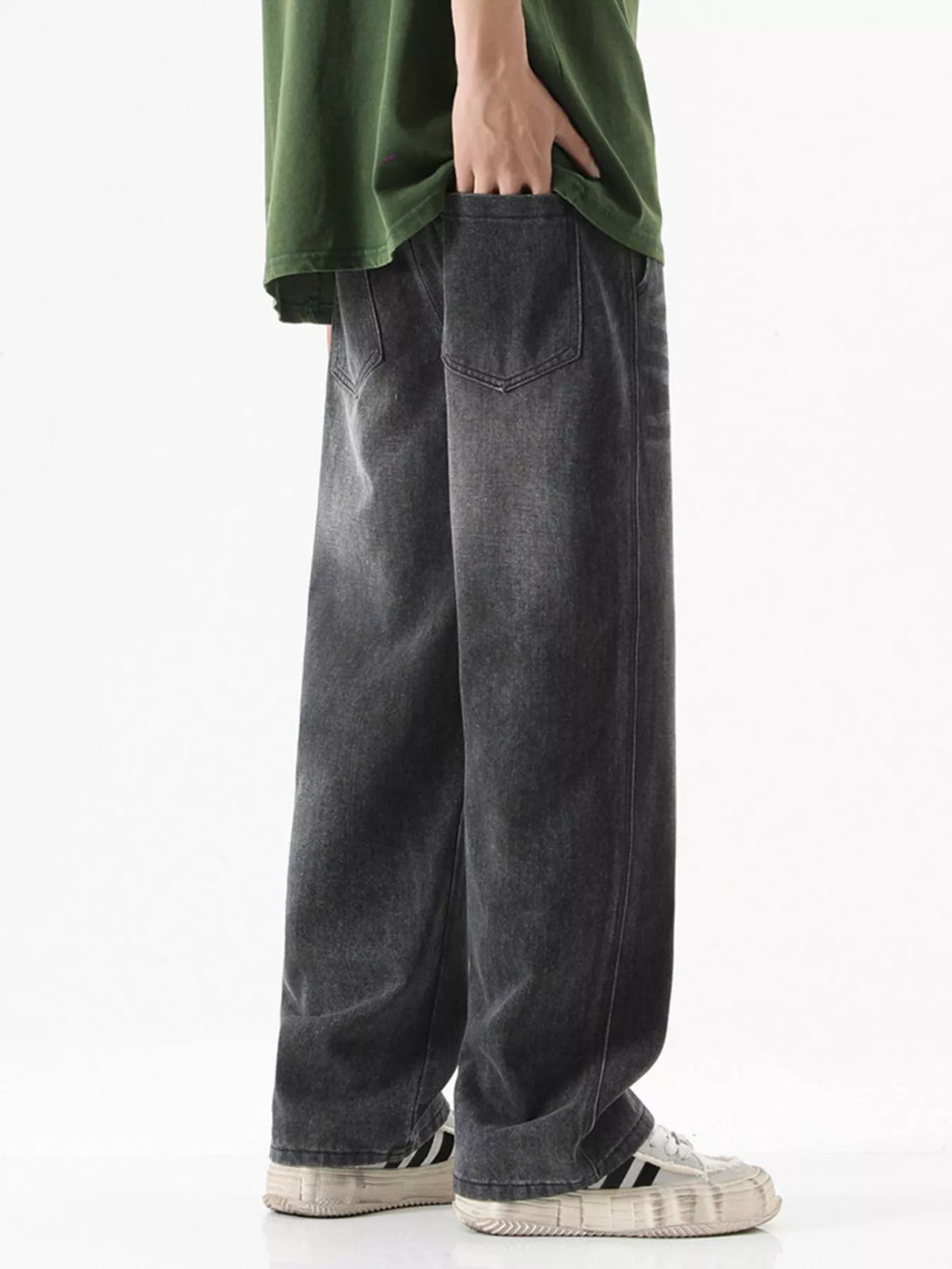 Men's Full Size Drawstring Wash Wide Leg Jeans Plus Size