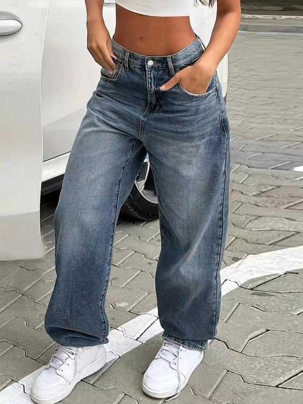 Washed Wide Leg Jeans