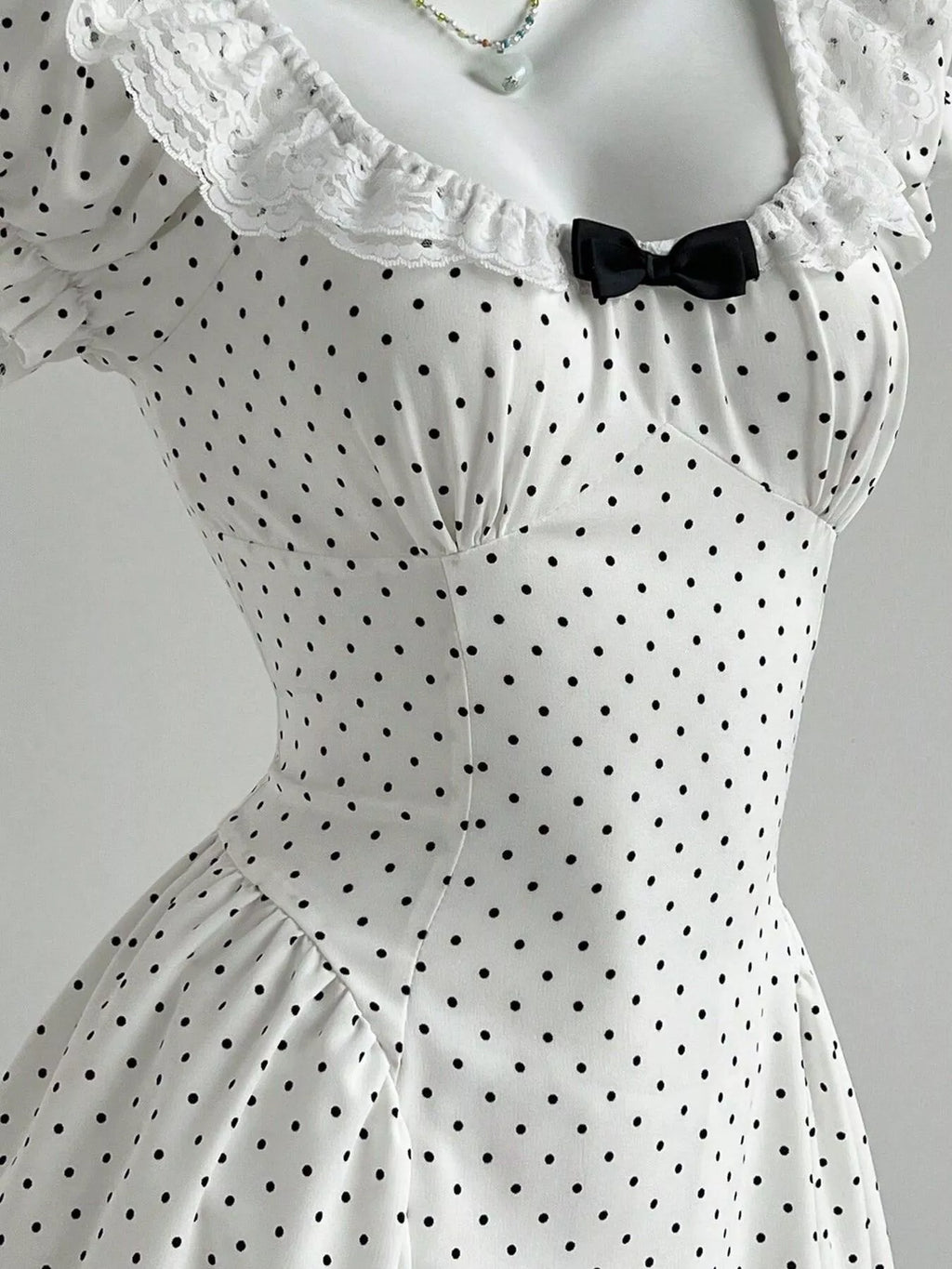 Lace Detail Polka Dot Mini Dress