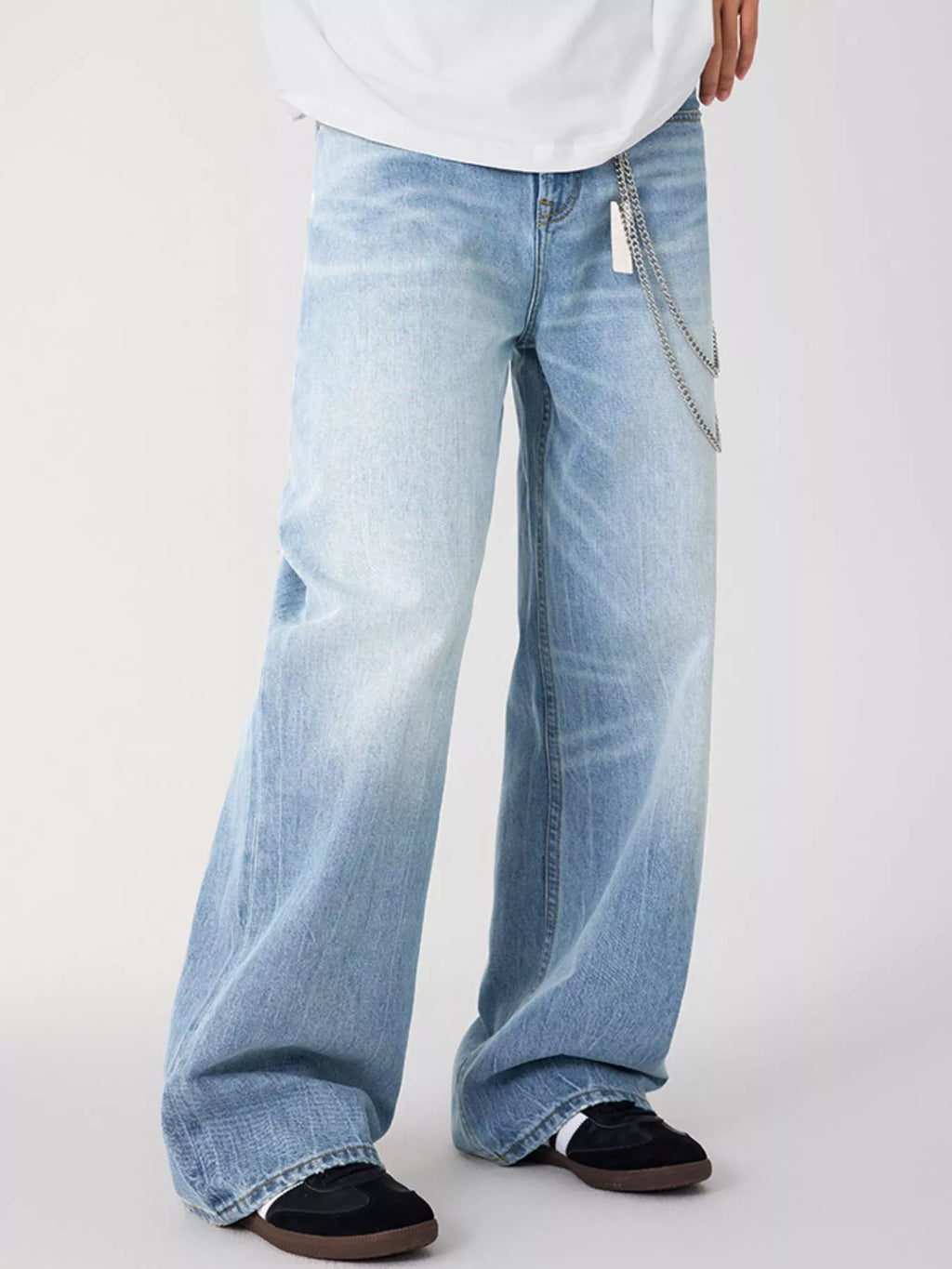 Men's Wash Relaxed Fit Wide Leg Jeans