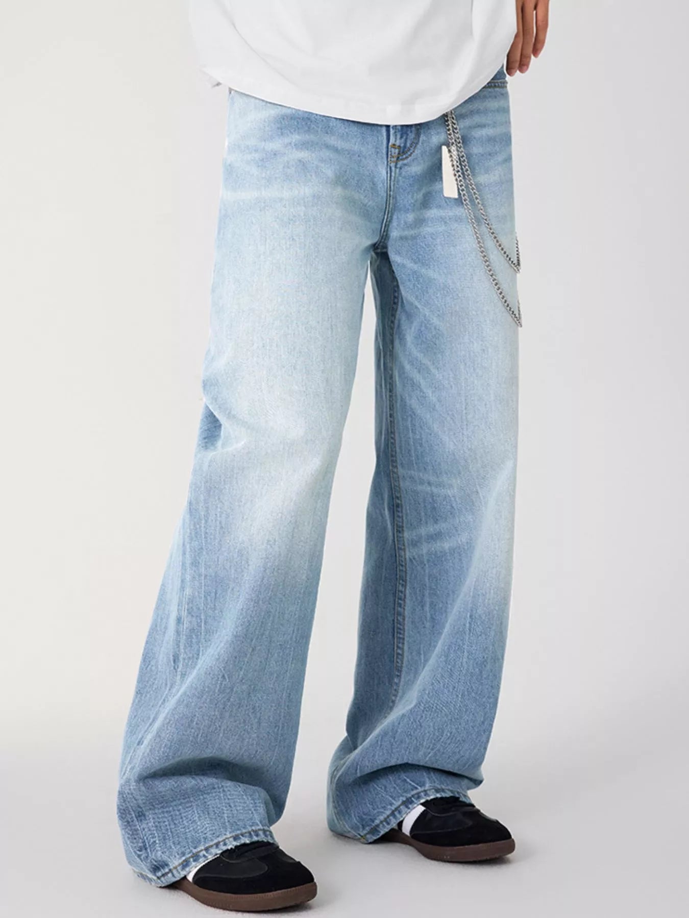 Men's Wash Relaxed Fit Wide Leg Jeans