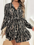 Ruffled Hem Long Sleeve Mini Dress