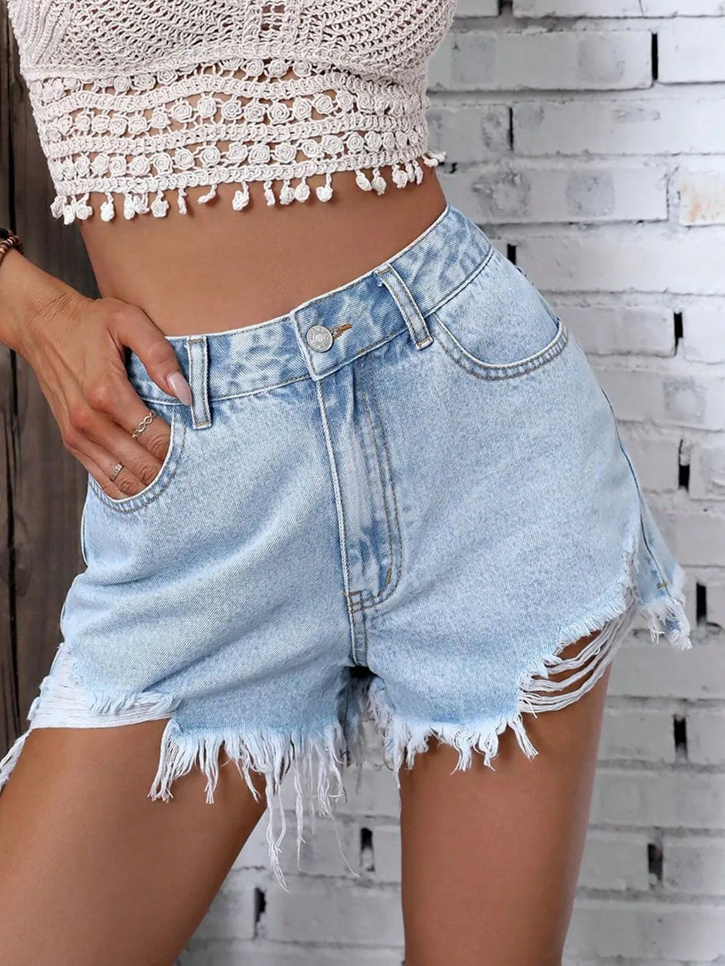 Raw Hem Denim Shorts