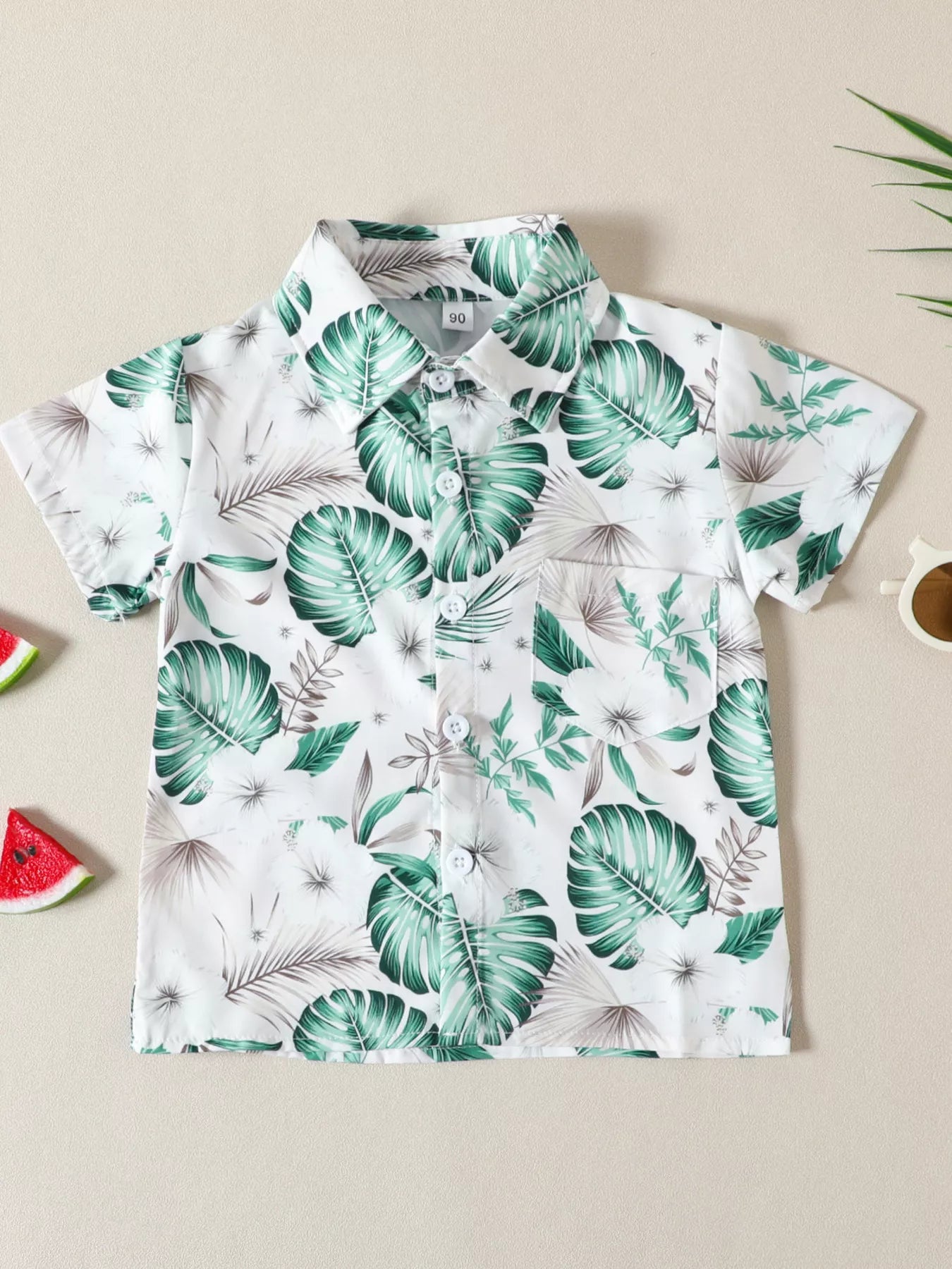 Children's Tropical Print Shirt and Shorts Set