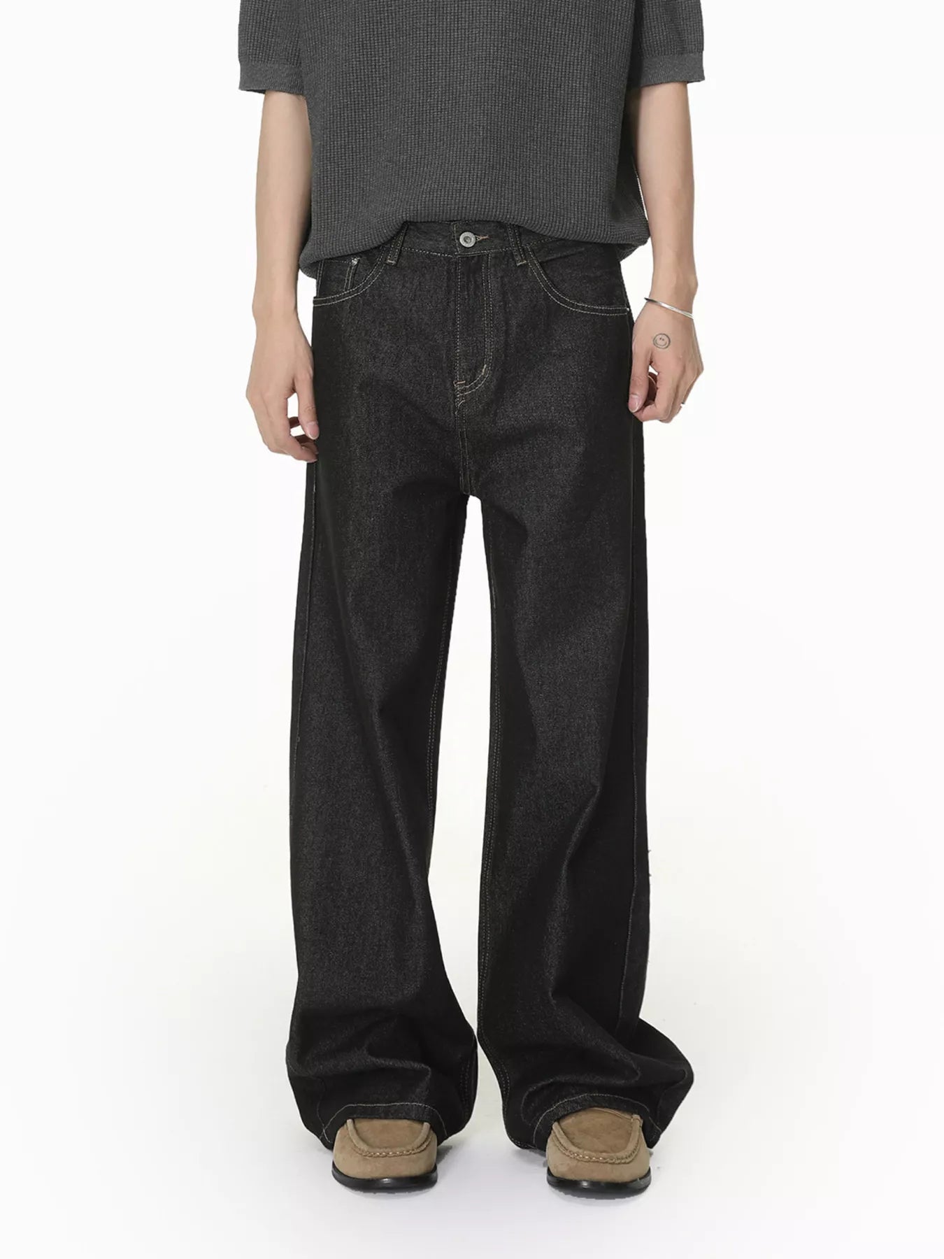 Men's Wide Leg Jeans with Pockets
