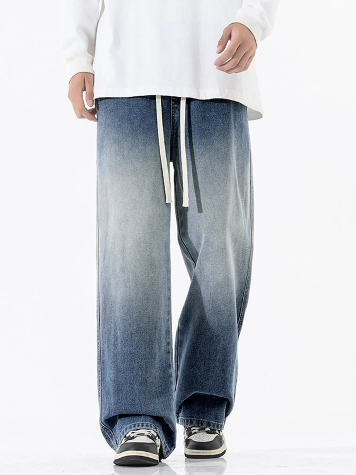 Men's Full Size Gradient Wash Wide Leg Jeans Plus Size