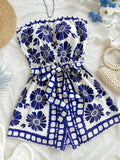 Strapless Tie Waist Romper