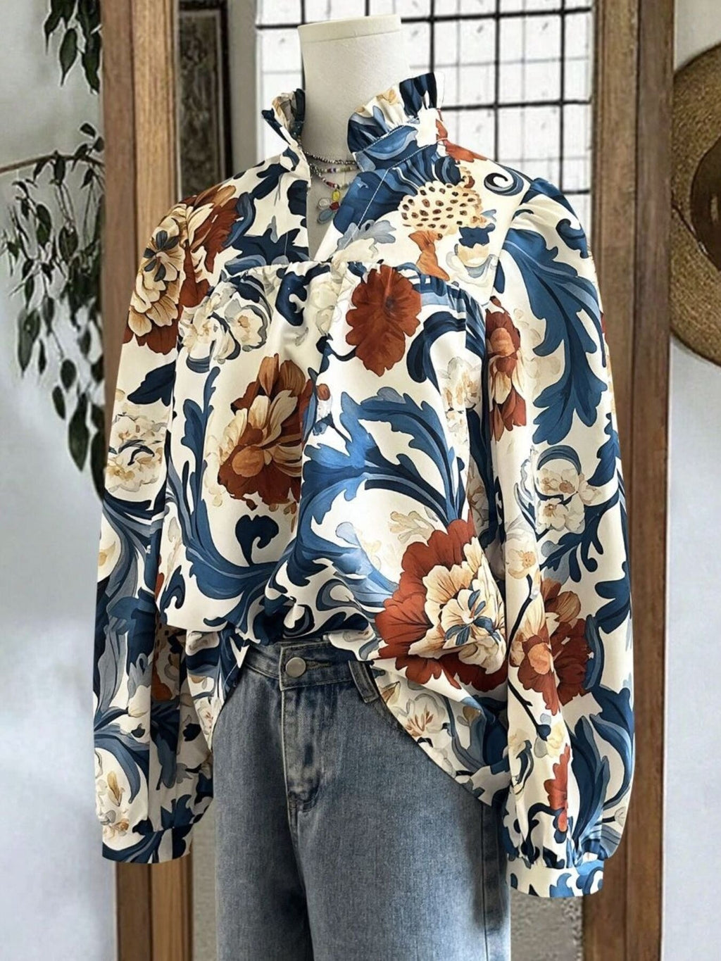 Floral Print Long Sleeve Blouse