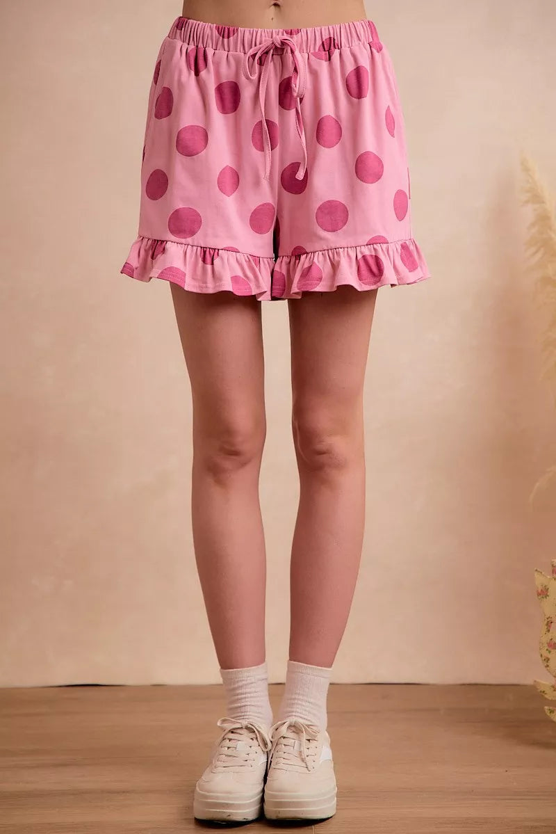 BiBi Polka Dots Printed Ruffled Detail Top And Shorts Set