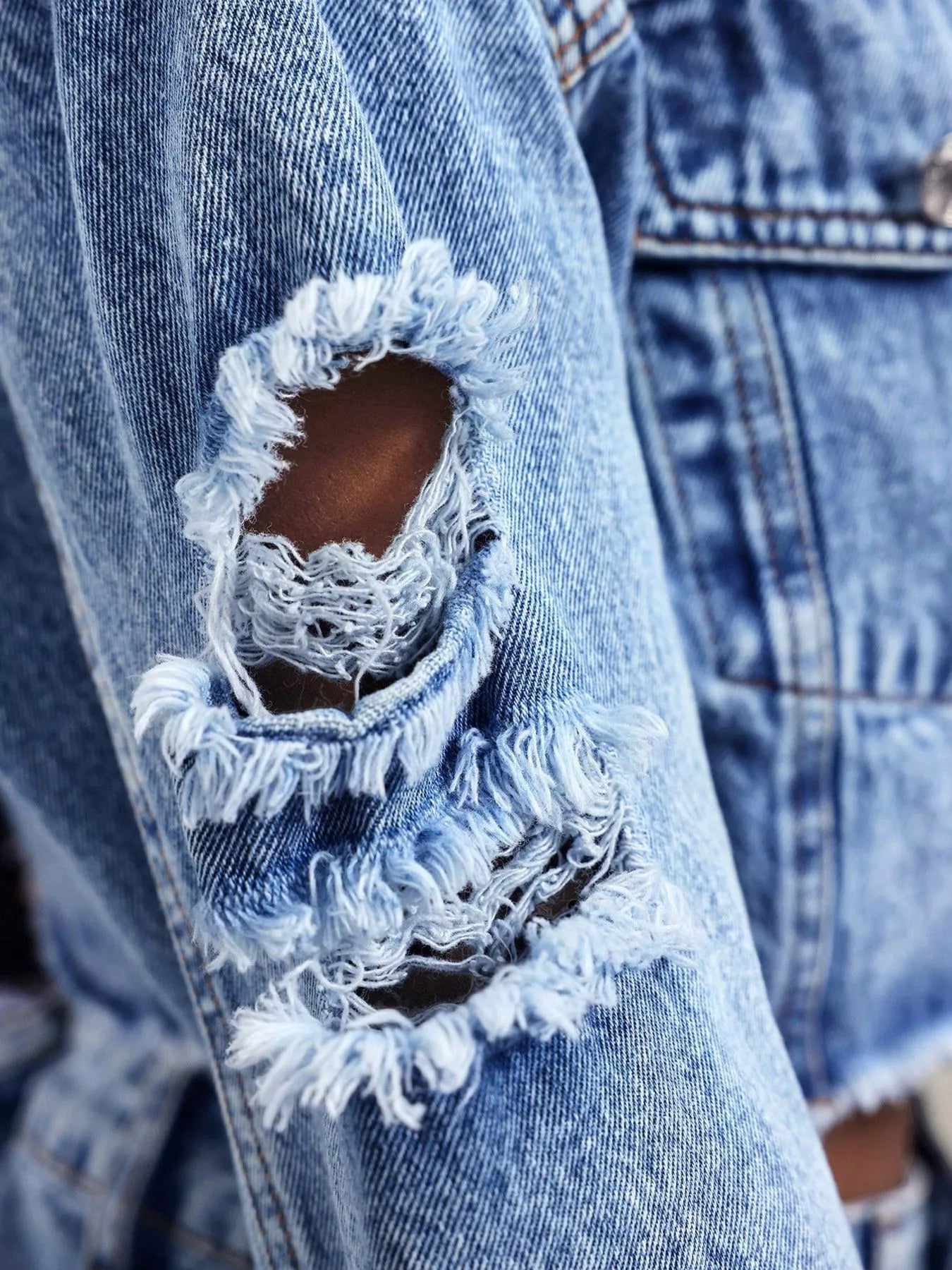 Distressed Cropped Denim Jacket