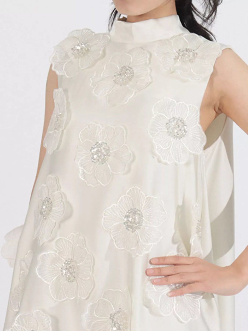 Floral Embellished Sleeveless Maxi Dress