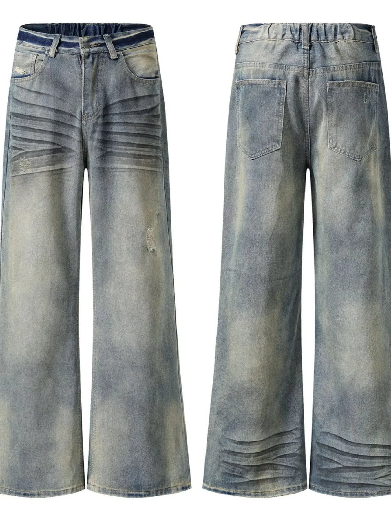 Men's Distressed Wide Leg Jeans