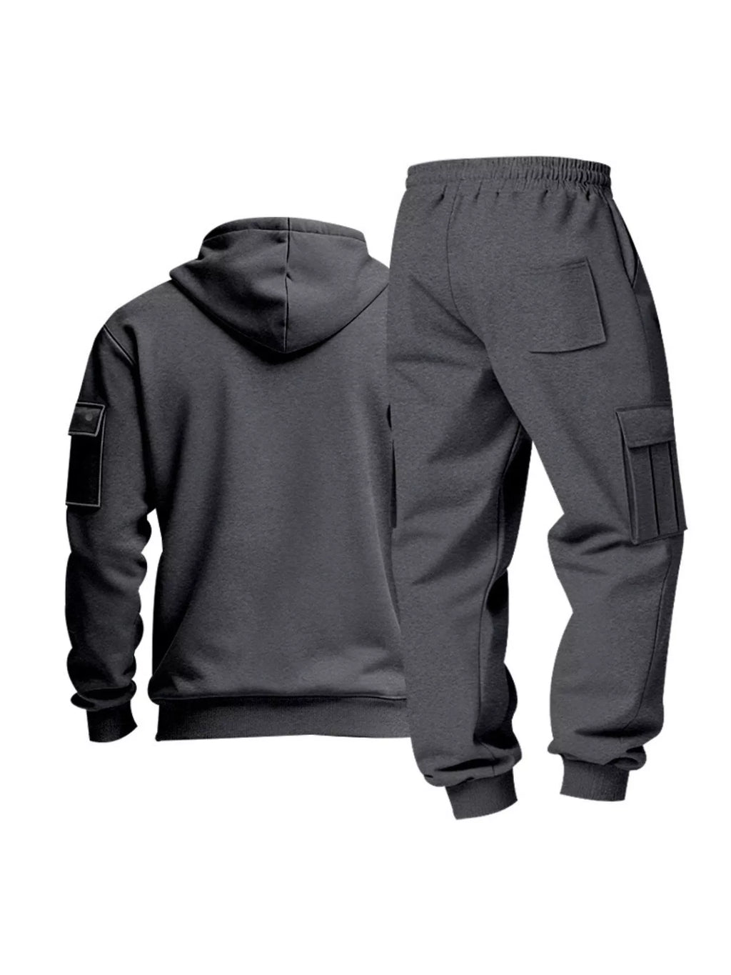 Men's Full Size Half Zip Hoodie and Cargo Pants Set Plus Size