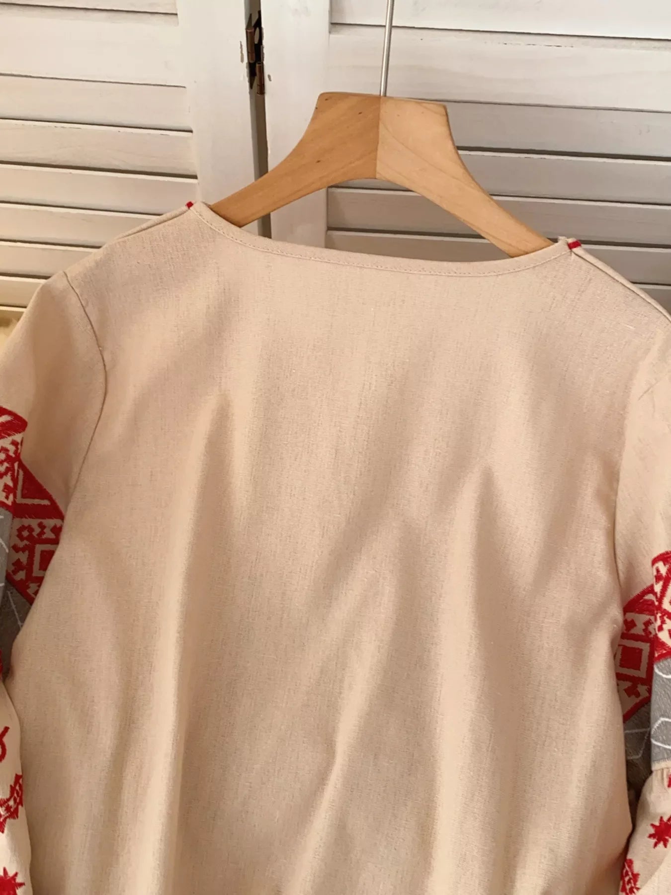 Embroidered Tie Neck Blouse
