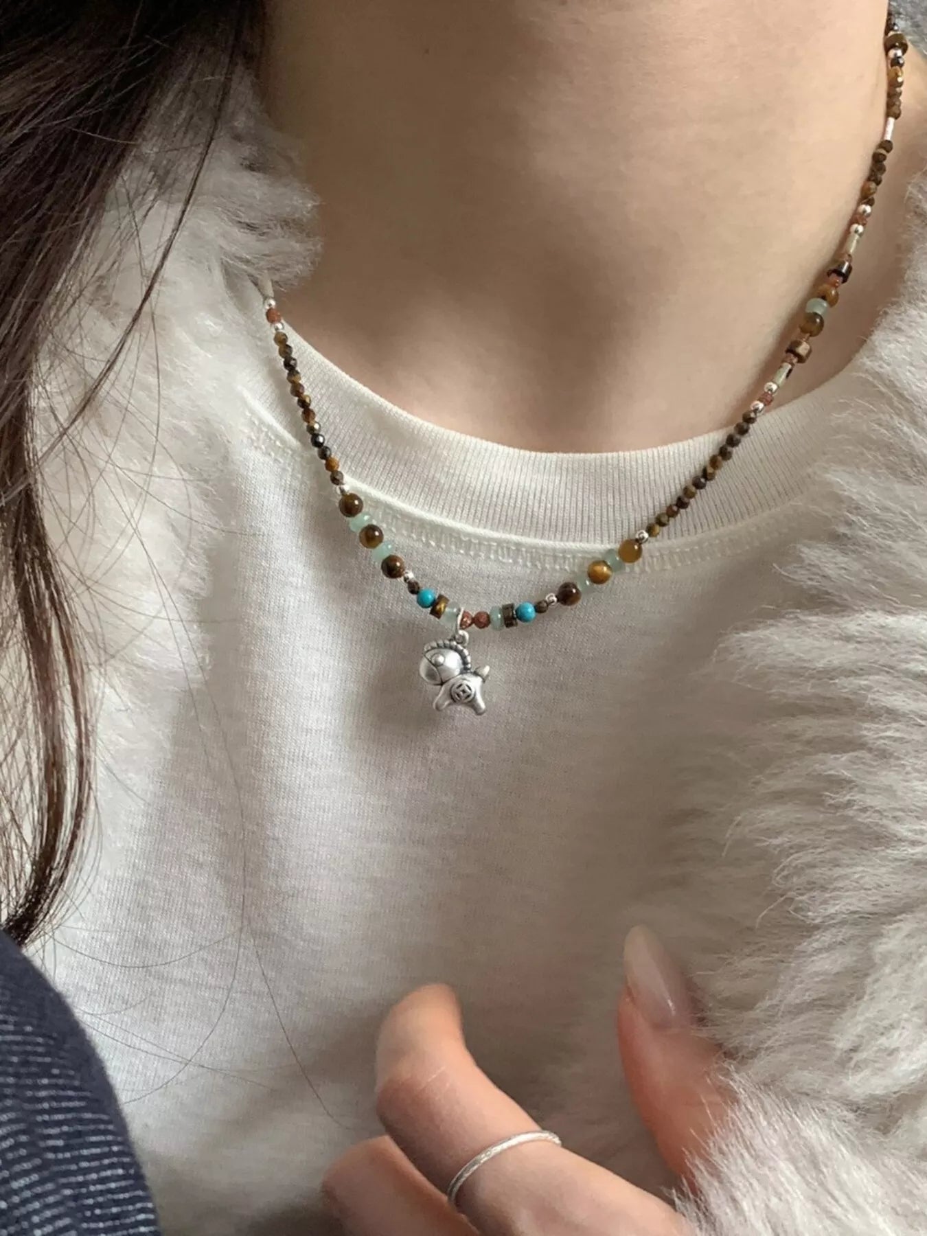 Beaded Horse Pendant Necklace
