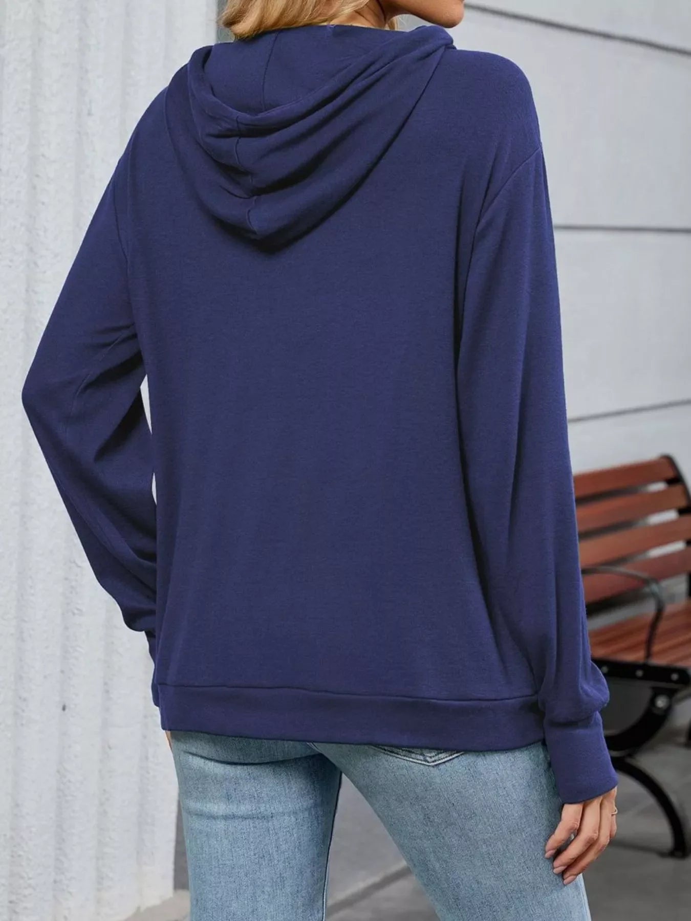 Contrast Letter Graphic Drawstring Long Sleeve Hoodie