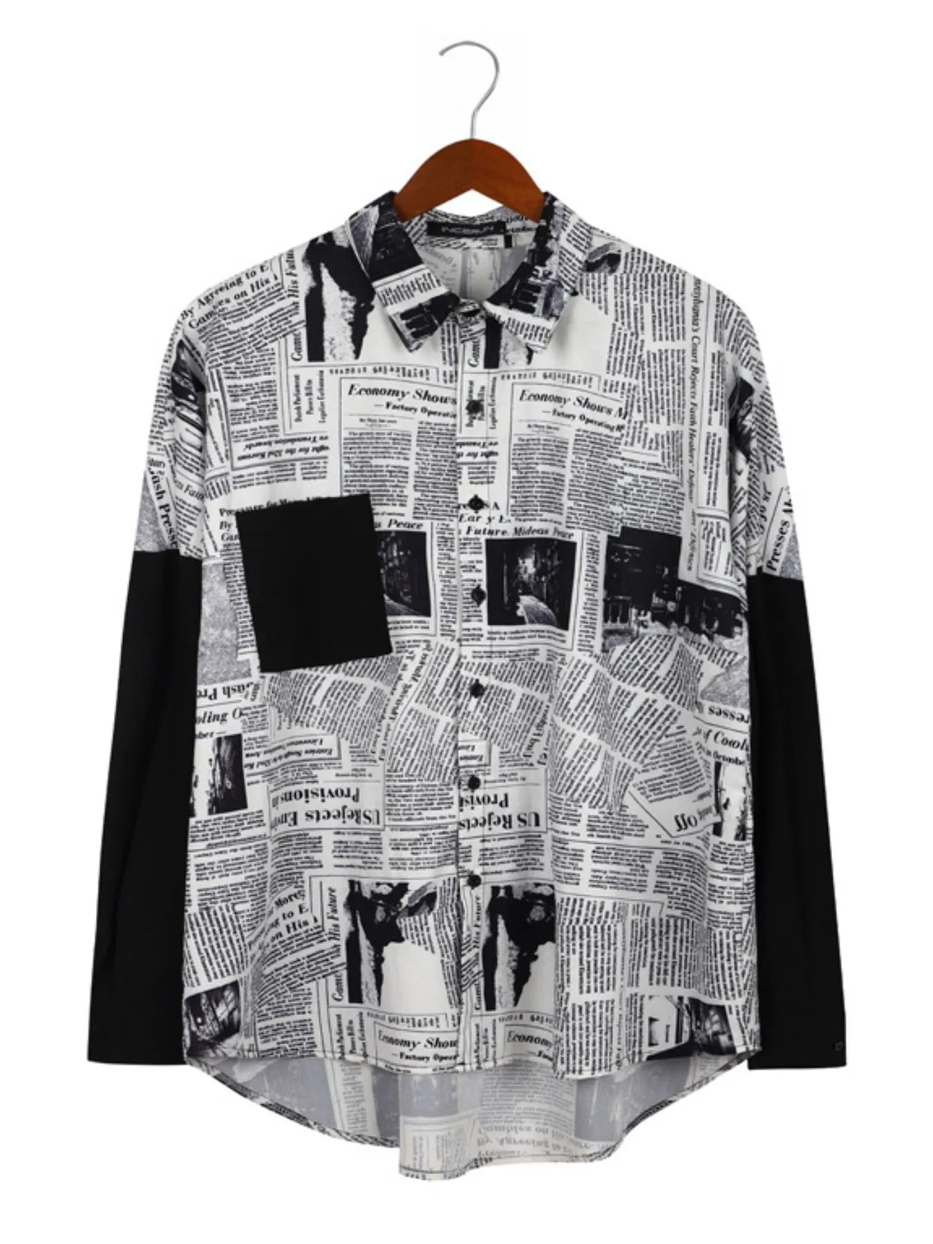 Men's Full Size Contrast Sleeve Button-Up Shirt Plus Size